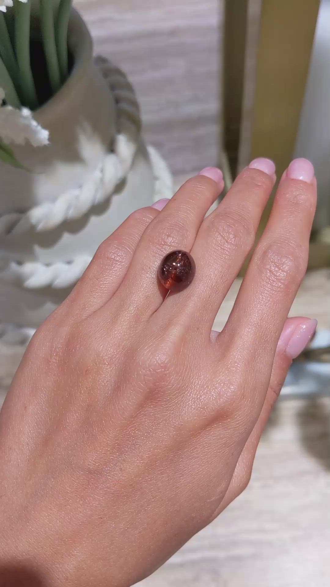 11.37 Ct. Cabochon Rhodolite Garnet from Ceylon (Sri Lanka) Size Video