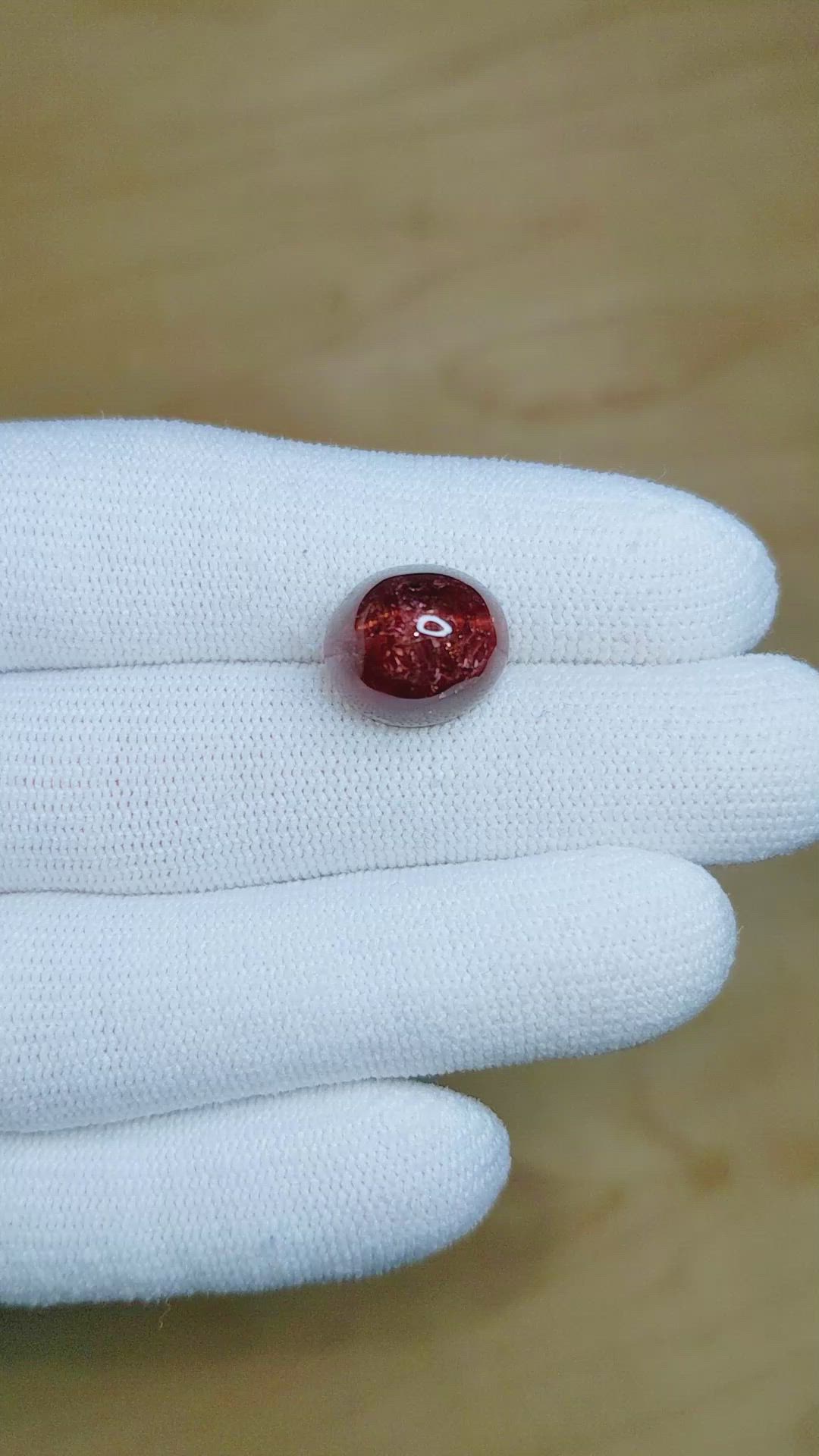 11.37 Ct. Cabochon Rhodolite Garnet from Ceylon (Sri Lanka) Size Video