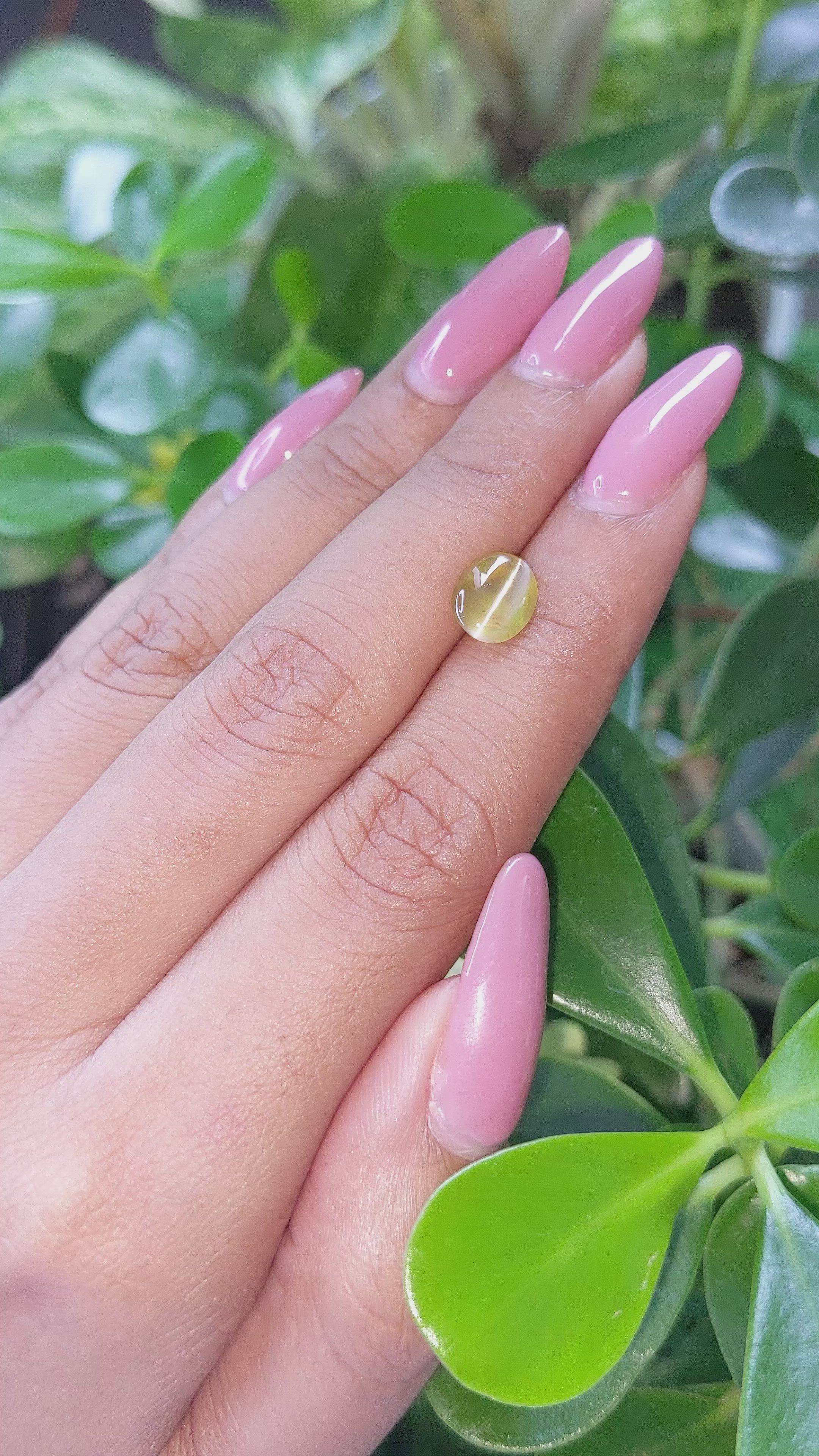 2.11 Ct. Cabochon Chrysoberyl from Madagascar Size Video