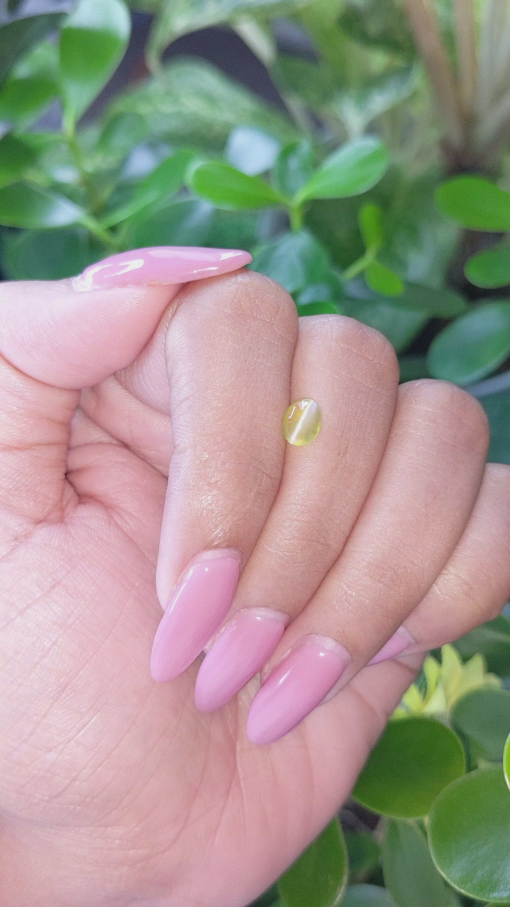 0.99 Ct. Cabochon Chrysoberyl from Ceylon (Sri Lanka) Size Video