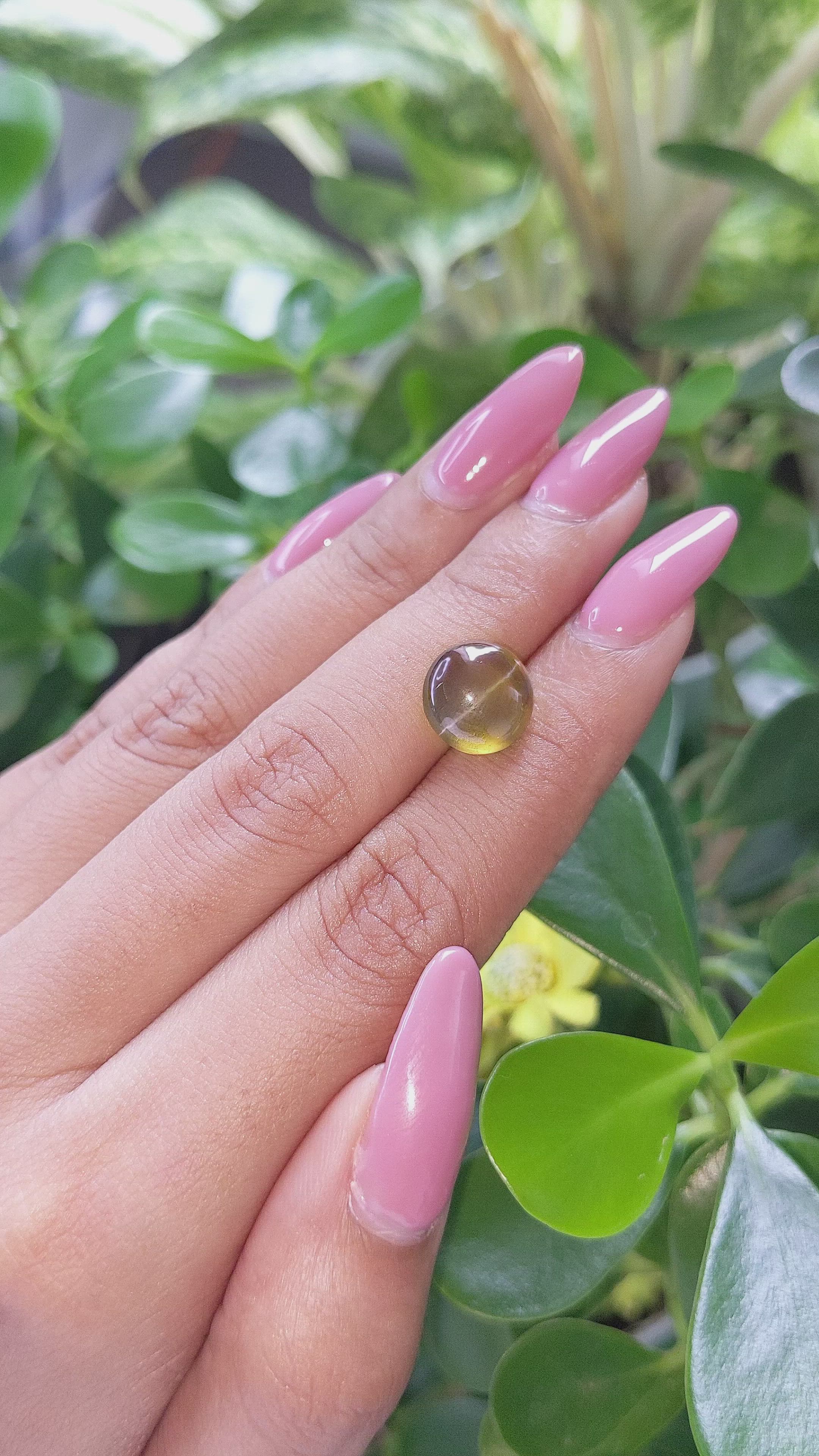 6.04 Ct. Cabochon Chrysoberyl from Ceylon (Sri Lanka) Size Video