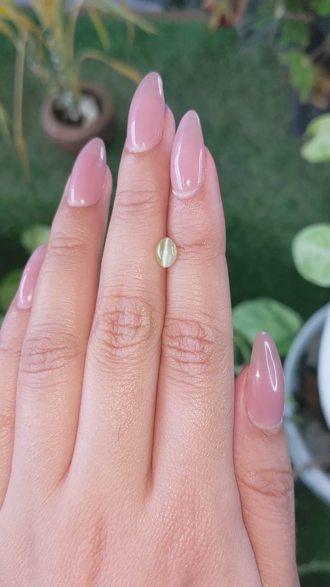 0.83 Ct. Cabochon Chrysoberyl from Ceylon (Sri Lanka) Size Video