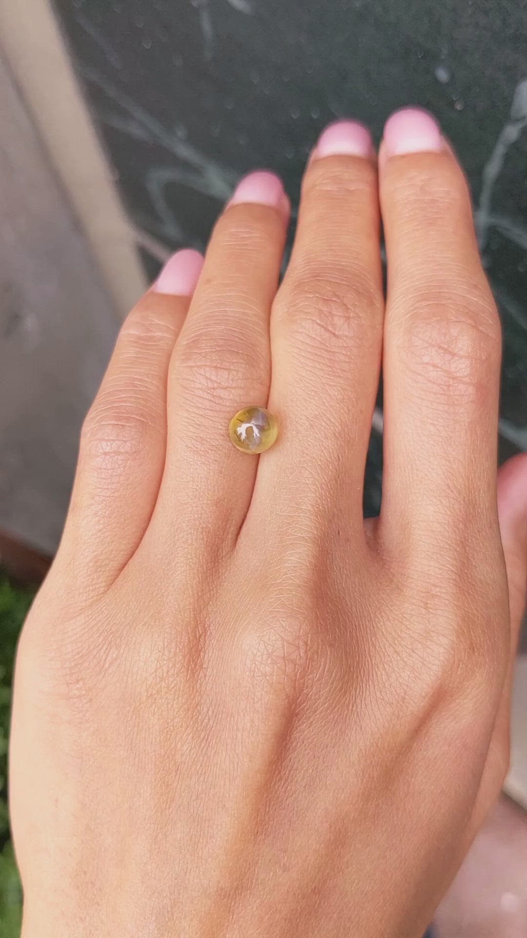 2.93 Ct. Cabochon Chrysoberyl from Ceylon (Sri Lanka) Size Video