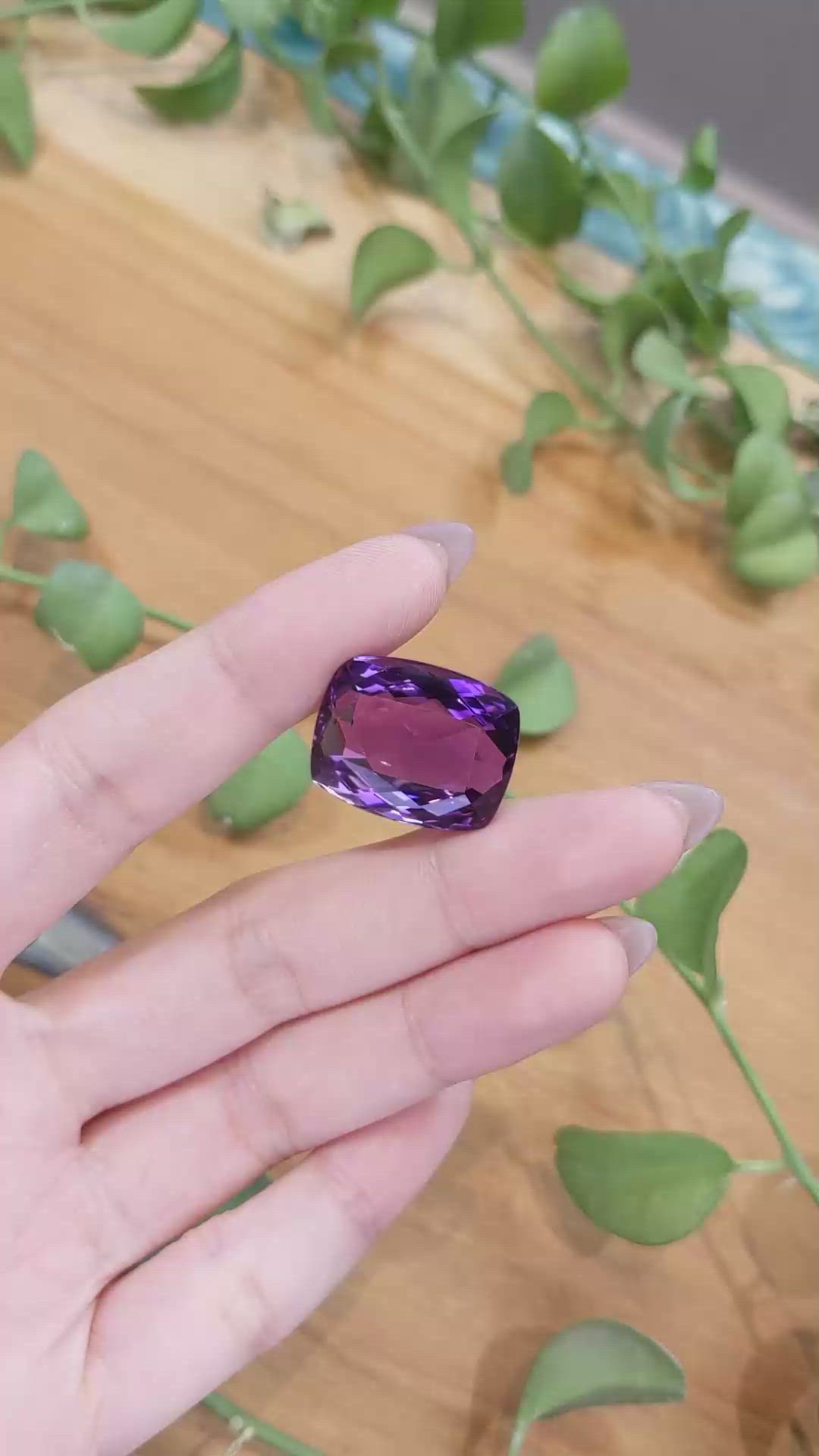 32.96 Ct. Amethyst from Brazil Size Video