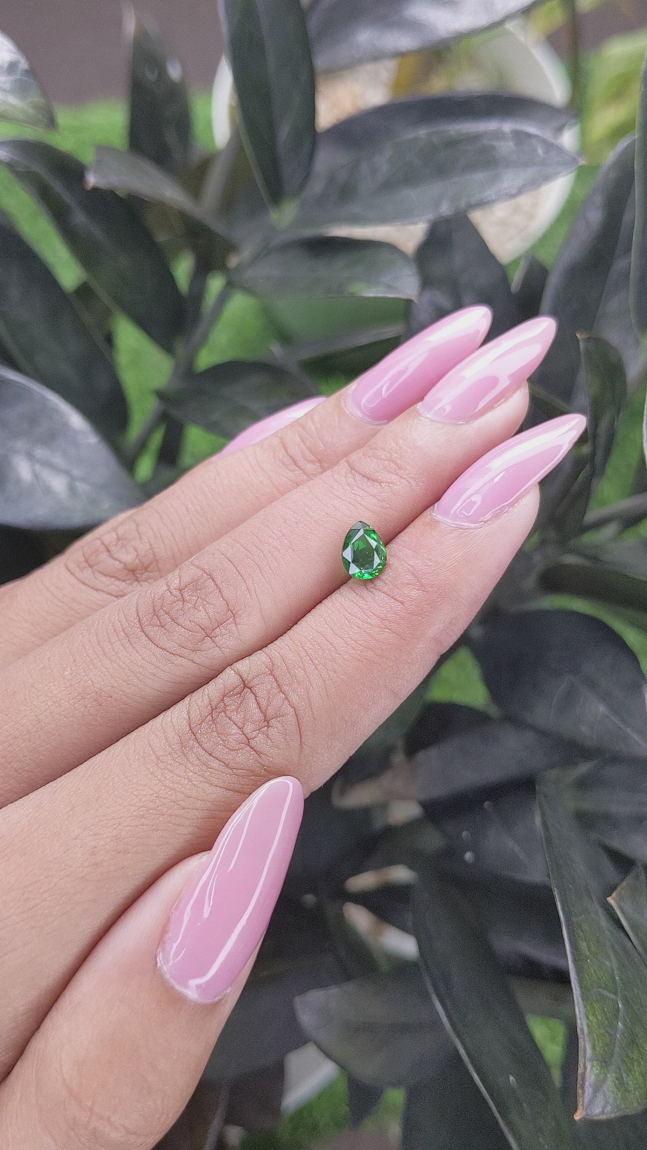 1.01 Ct. Tsavorite Garnet from Tanzania Size Video