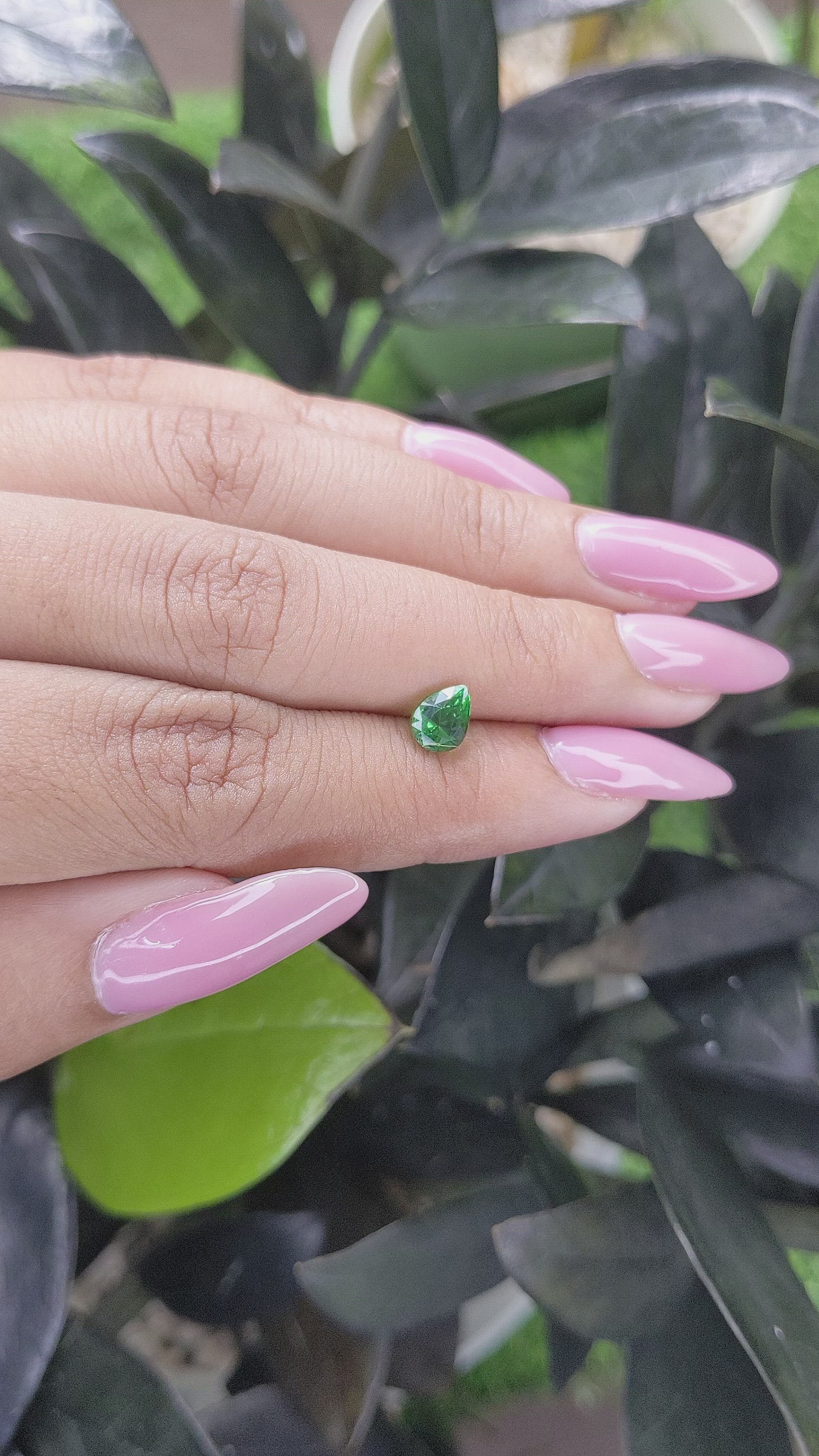 1.06 Ct. Tsavorite Garnet from Tanzania Size Video