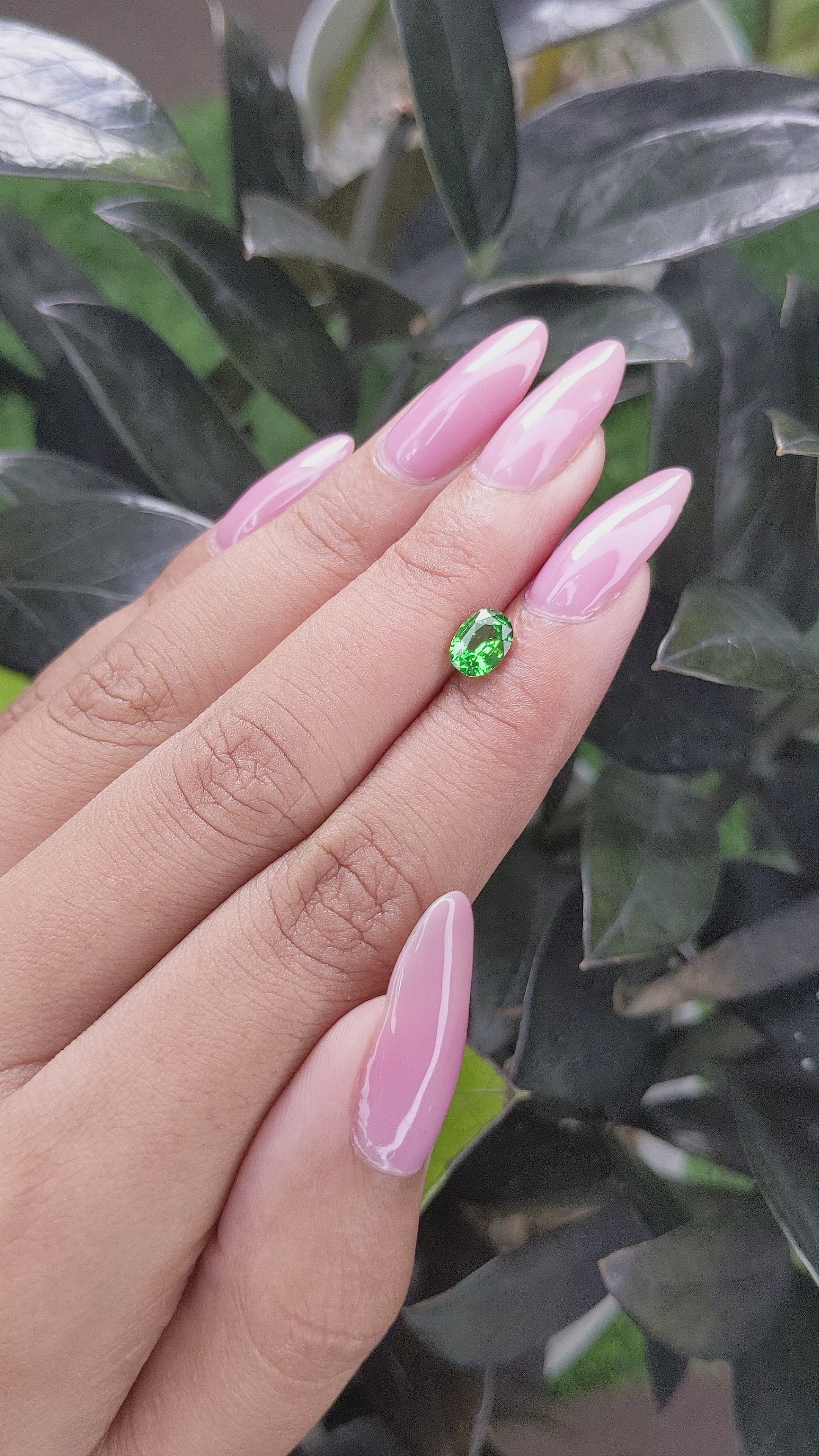 0.84 Ct. Tsavorite Garnet from Tanzania Size Video