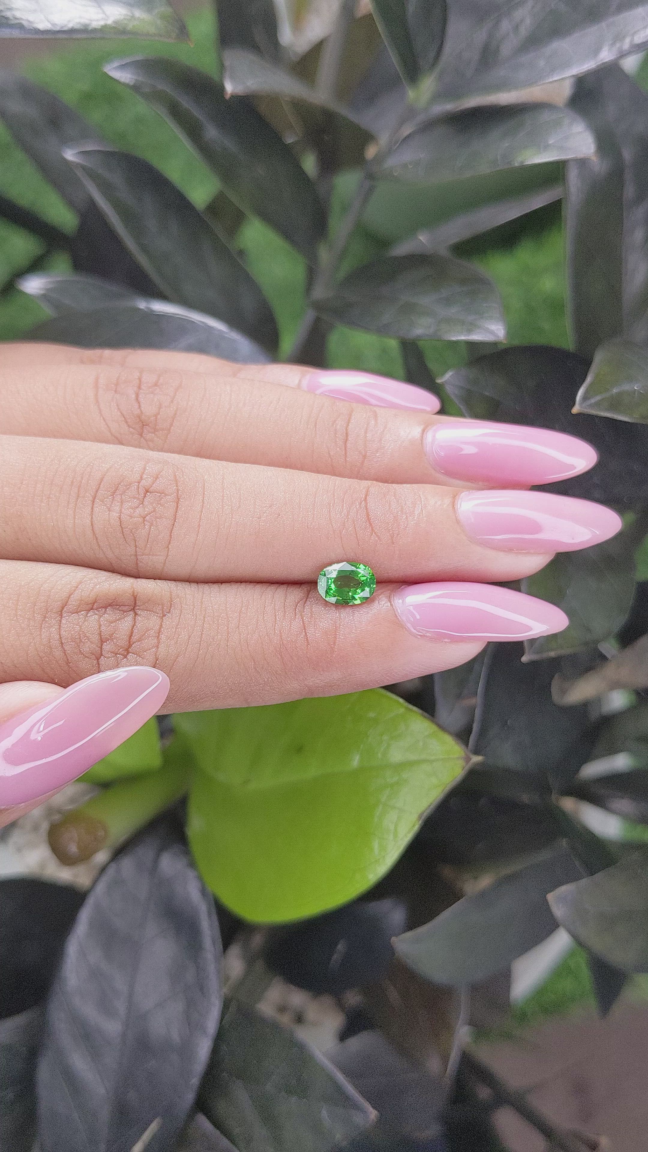 0.84 Ct. Tsavorite Garnet from Tanzania Size Video