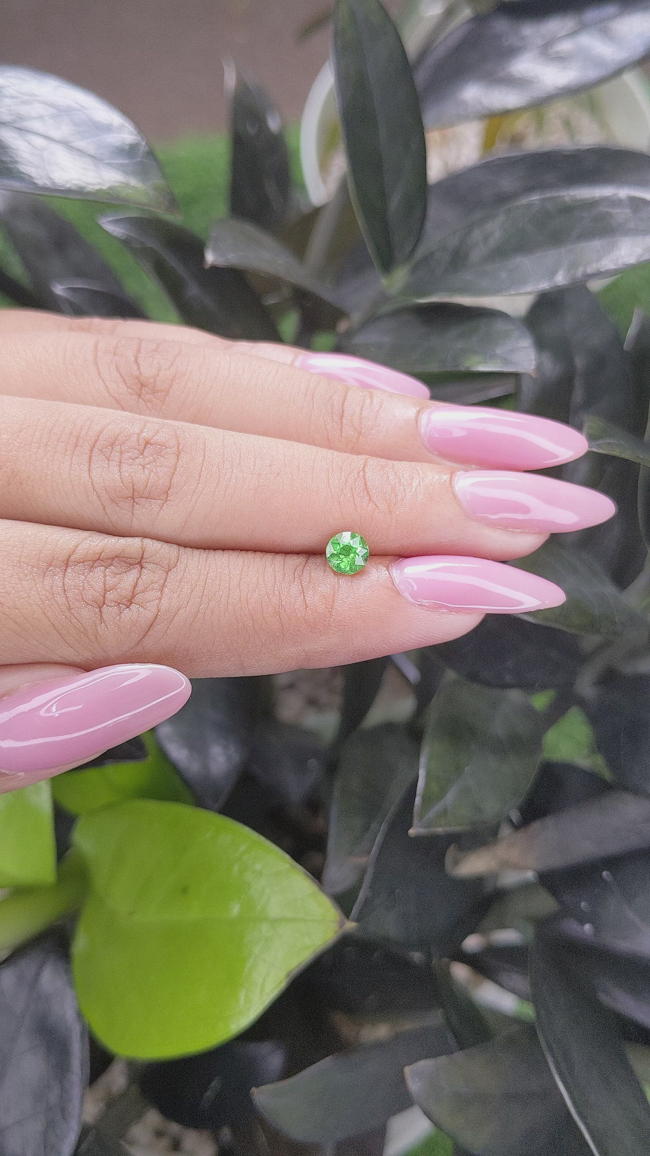 0.59 Ct. Tsavorite Garnet from Tanzania Size Video