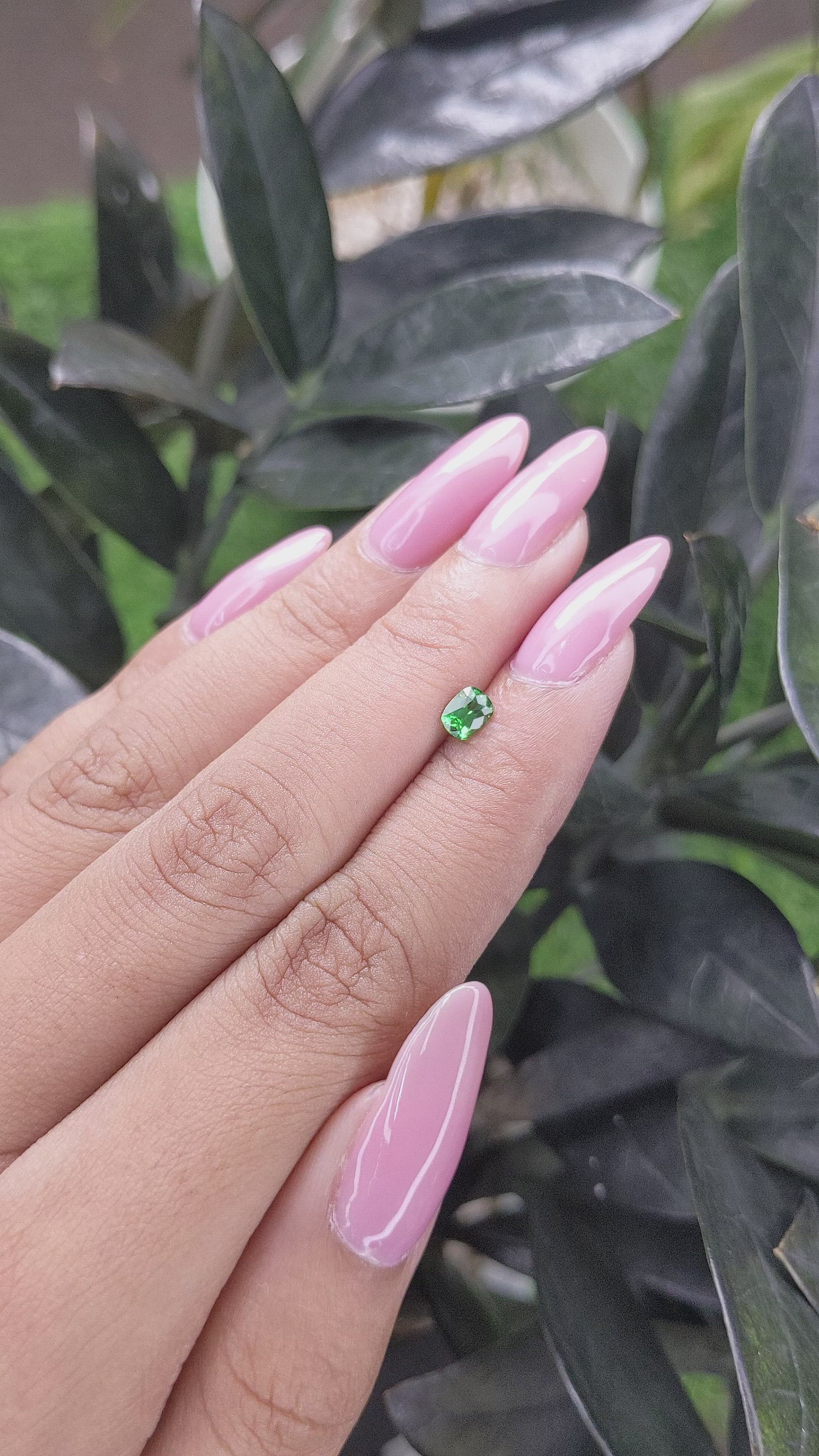 0.43 Ct. Tsavorite Garnet from Tanzania Size Video