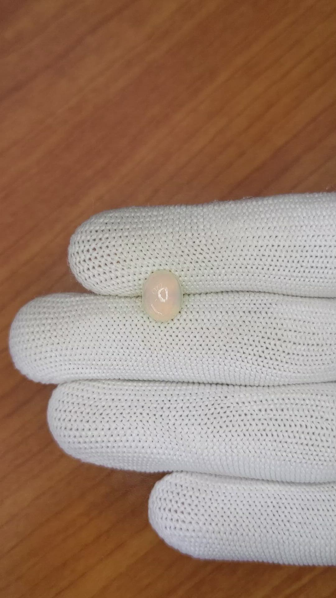 1.27 Ct. Cabochon White Opal from Australia Size Video