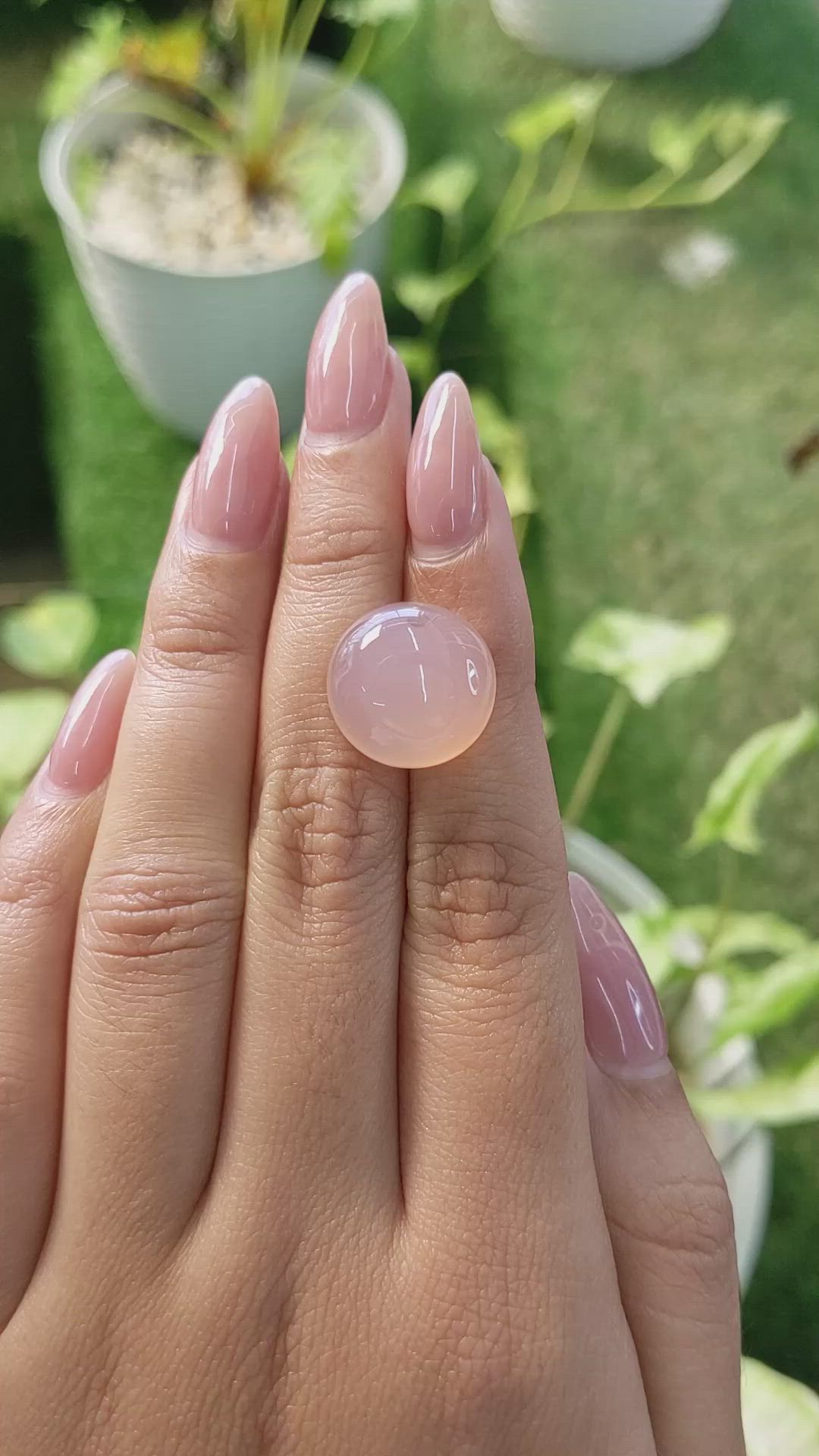 15.03 Ct. Cabochon Rose Quartz from Ceylon (Sri Lanka) Size Video