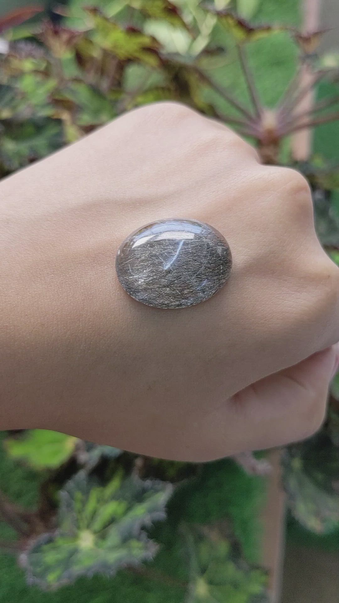 26.63 Ct. Cabochon Rutilated Quartz from Ceylon (Sri Lanka) Size Video