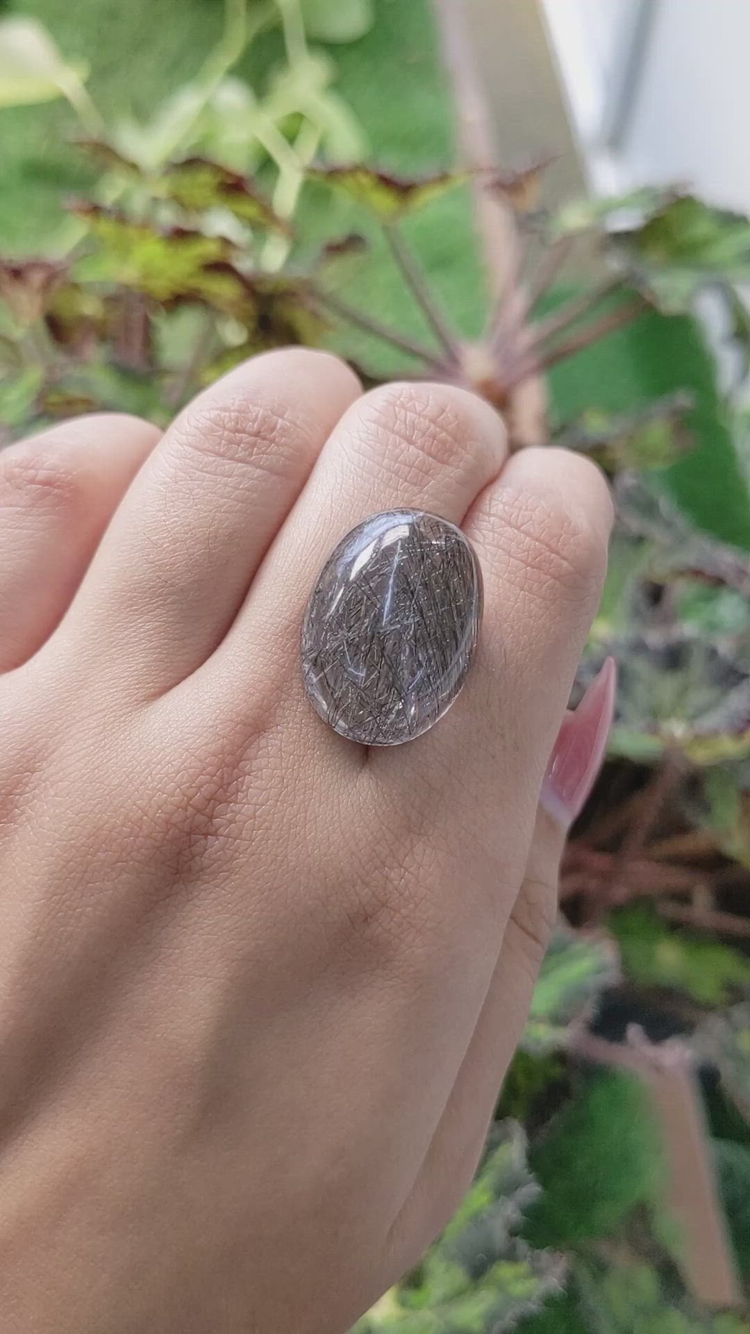 25.69 Ct. Cabochon Rutilated Quartz from Ceylon (Sri Lanka) Size Video