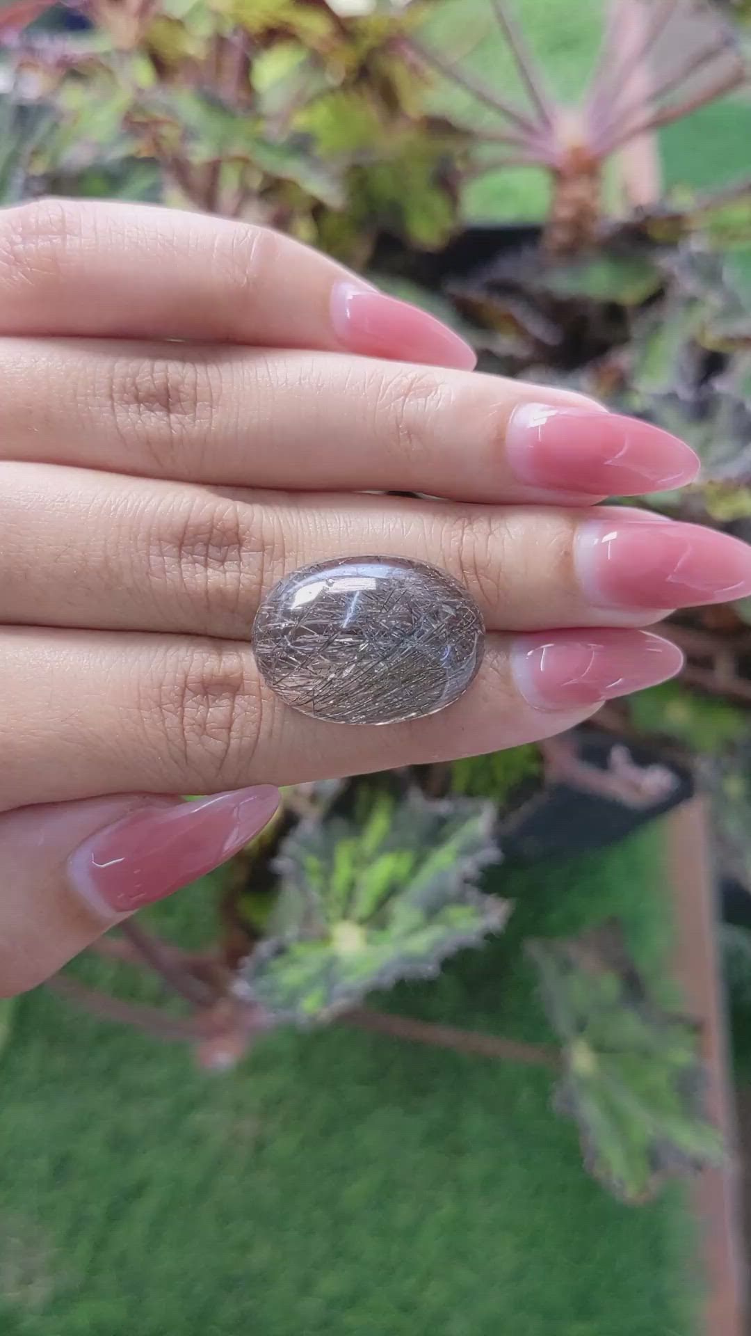 25.69 Ct. Cabochon Rutilated Quartz from Ceylon (Sri Lanka) Size Video