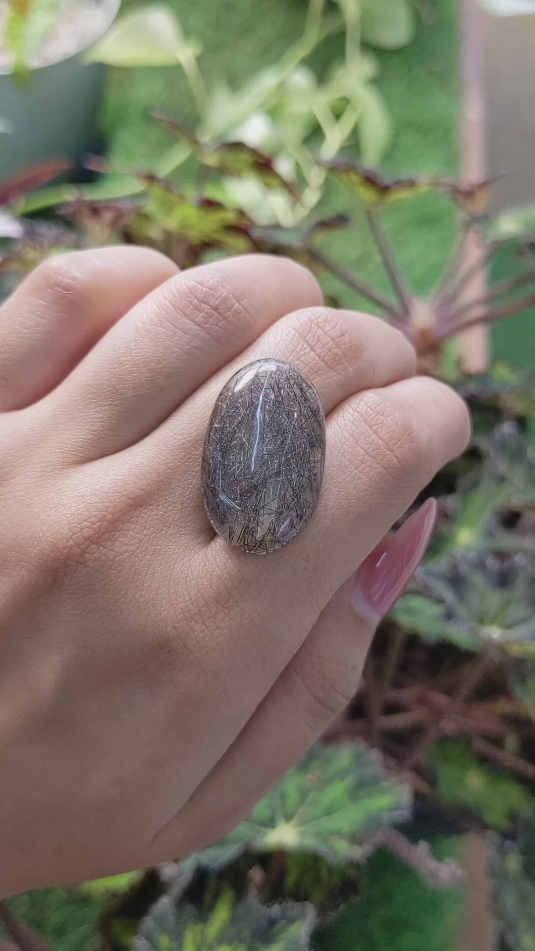 21.06 Ct. Cabochon Rutilated Quartz from Ceylon (Sri Lanka) Size Video