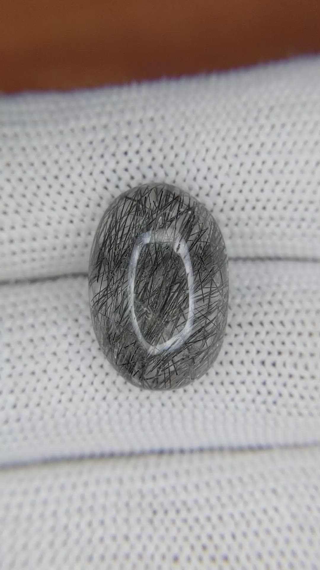 21.06 Ct. Cabochon Rutilated Quartz from Ceylon (Sri Lanka) Size Video