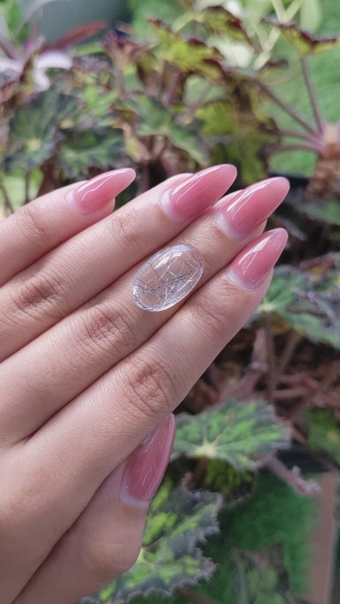 12.50 Ct. Cabochon Rutilated Quartz from Ceylon (Sri Lanka) Size Video