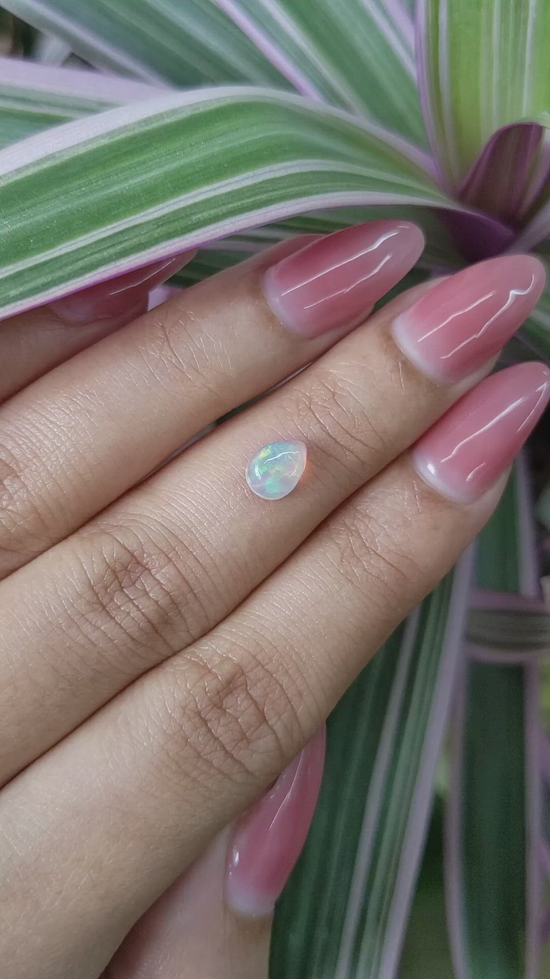 0.68 Ct. Cabochon White Opal from Australia Size Video