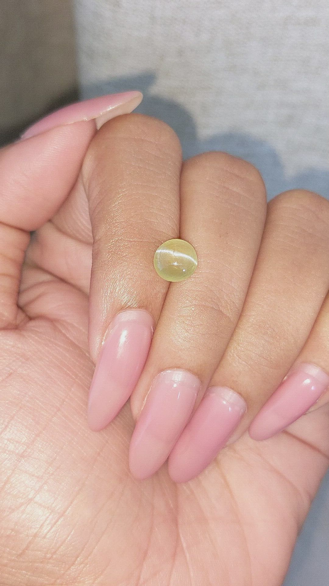 1.68 Ct. Cabochon Chrysoberyl from Ceylon (Sri Lanka) Size Video