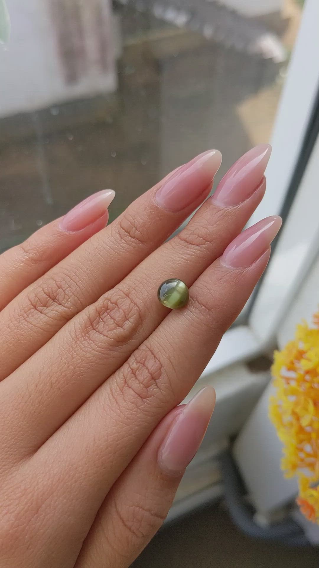 2.66 Ct. Cabochon Chrysoberyl from Ceylon (Sri Lanka) Size Video