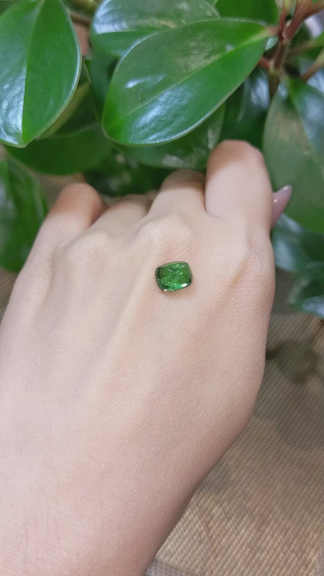 3.15 Ct. Cabochon Tsavorite Garnet from Tanzania Size Video