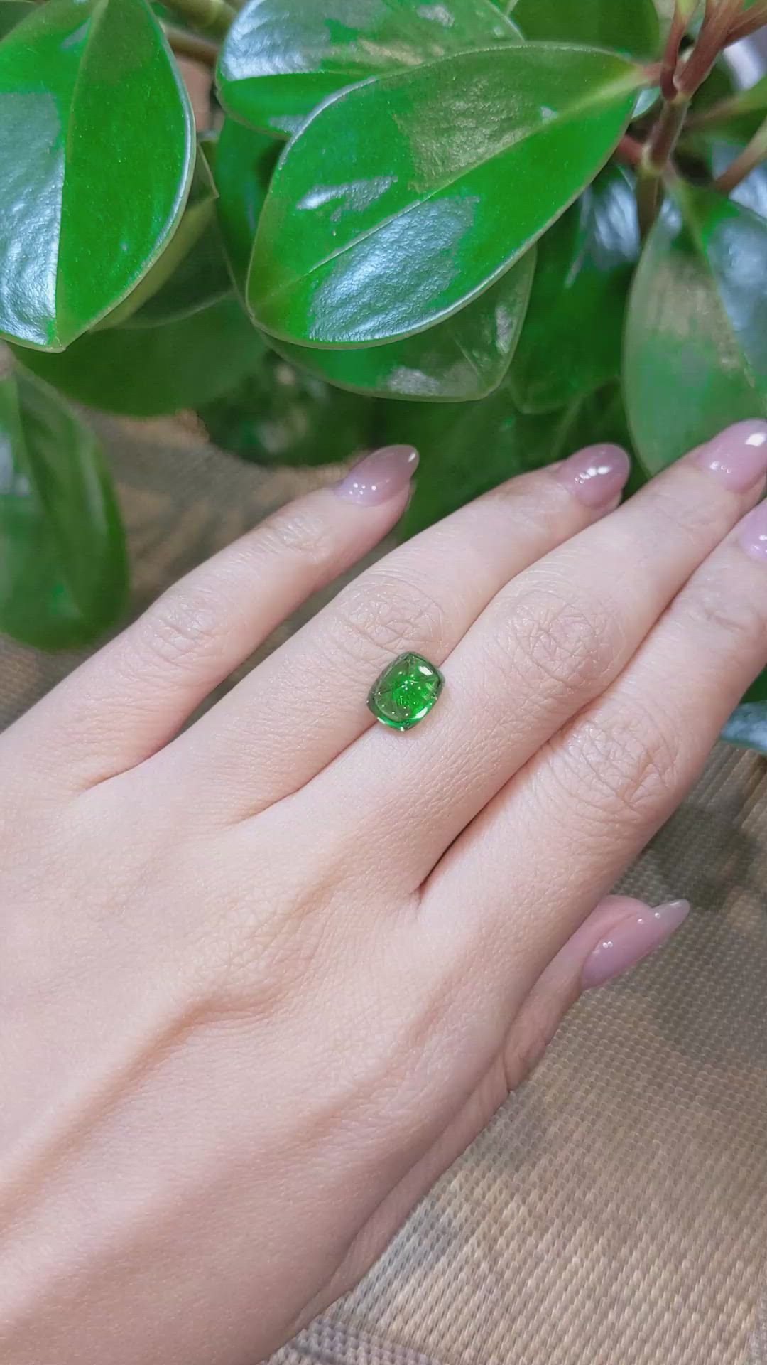 3.15 Ct. Cabochon Tsavorite Garnet from Tanzania Size Video