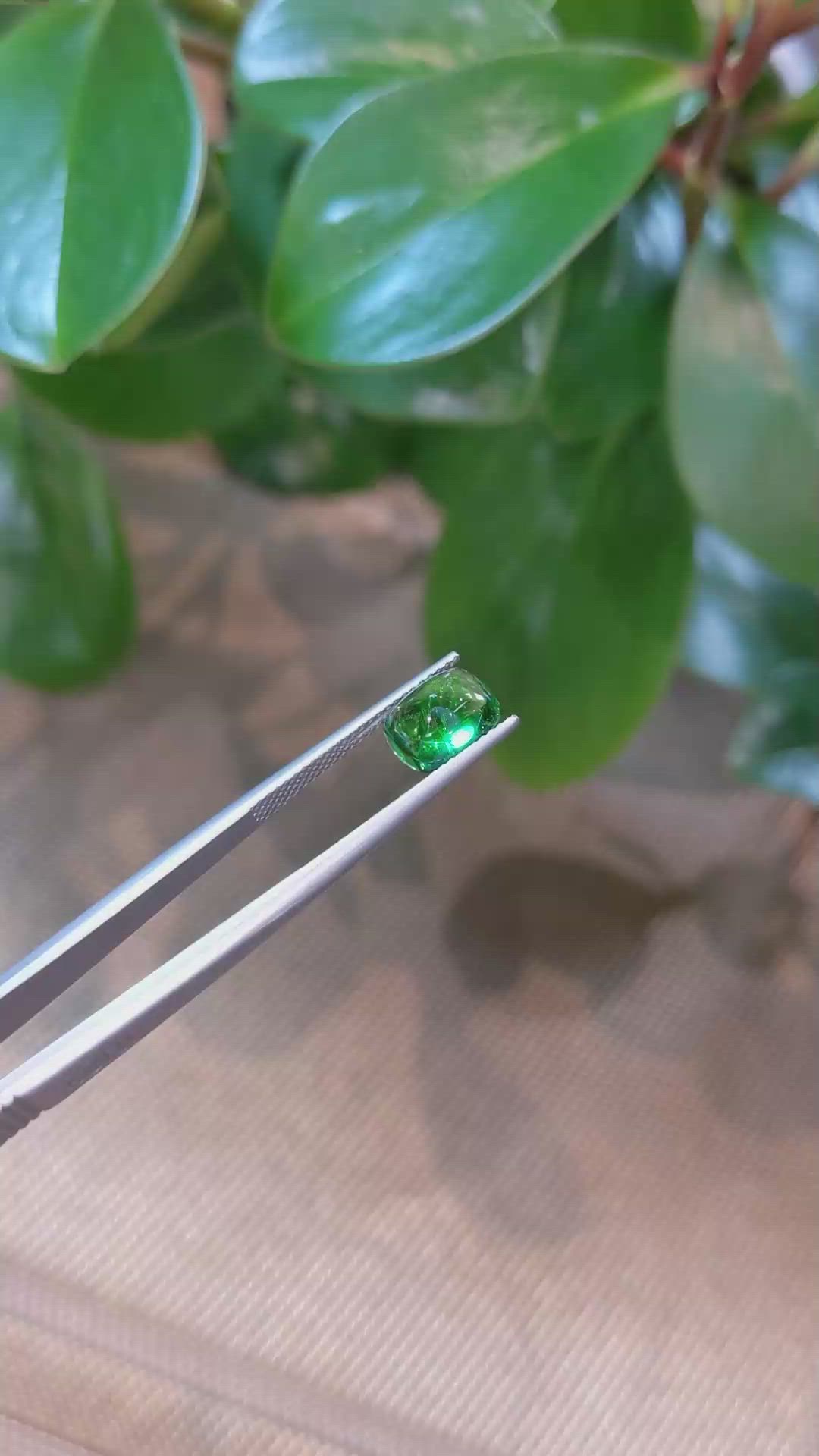 3.15 Ct. Cabochon Tsavorite Garnet from Tanzania Size Video
