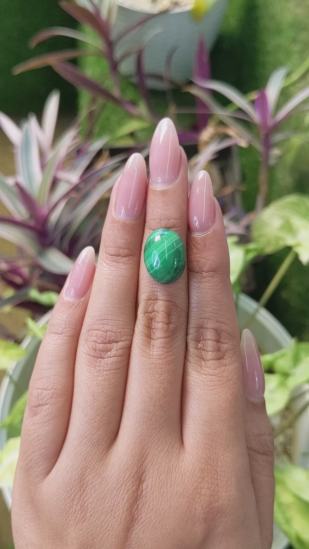 11.41 Ct. Cabochon Malachite from Russia Size Video