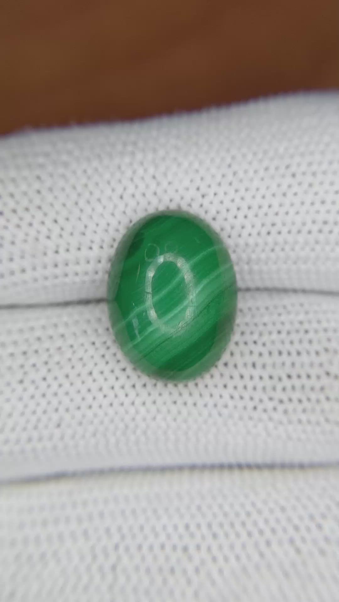 11.41 Ct. Cabochon Malachite from Russia Size Video