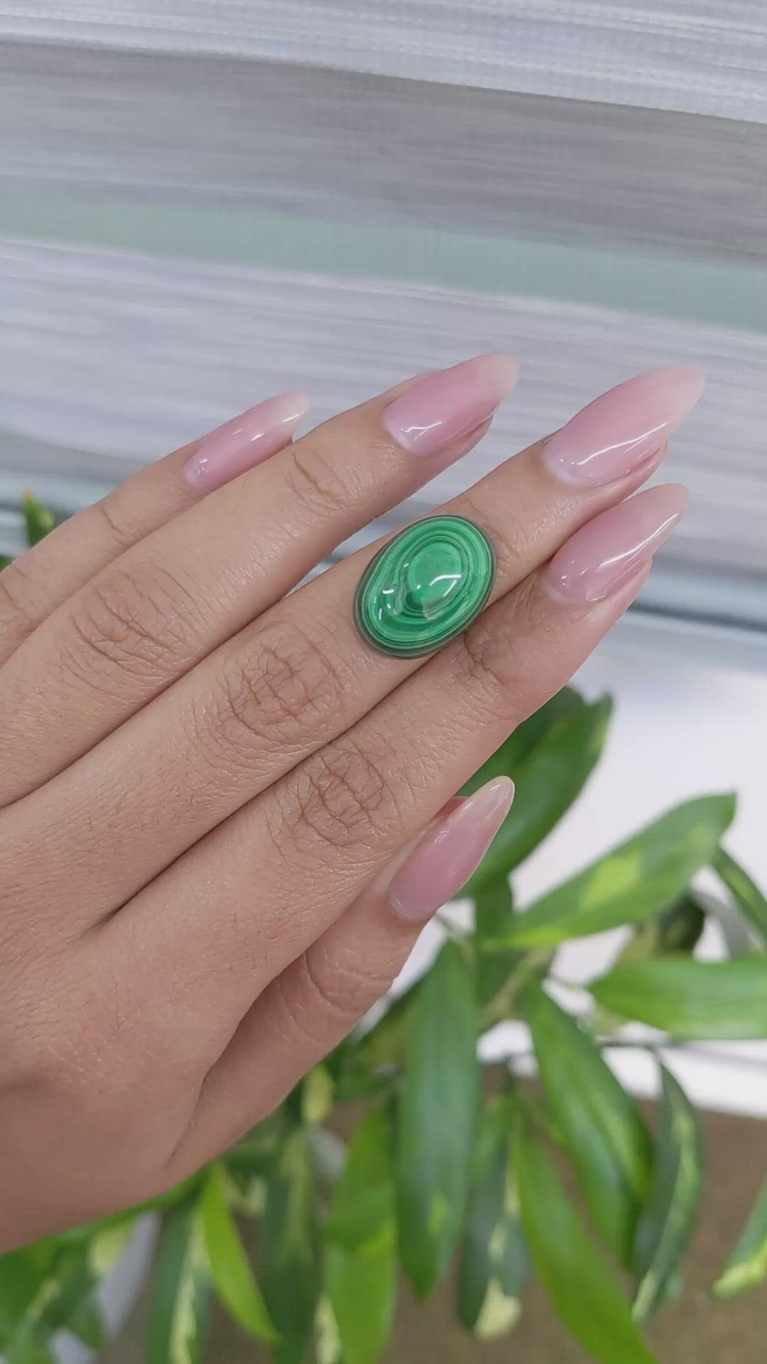 21.13 Ct. Cabochon Malachite from Russia Size Video