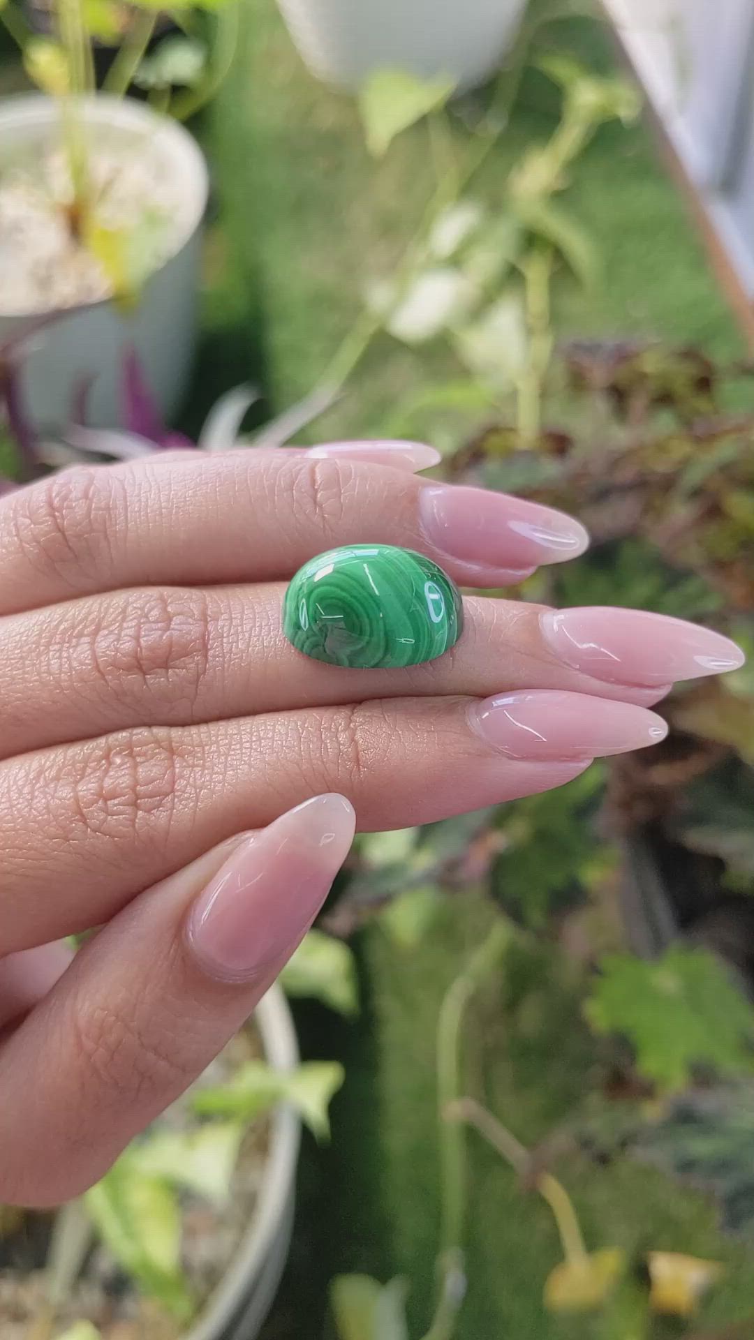 21.43 Ct. Cabochon Malachite from Russia Size Video