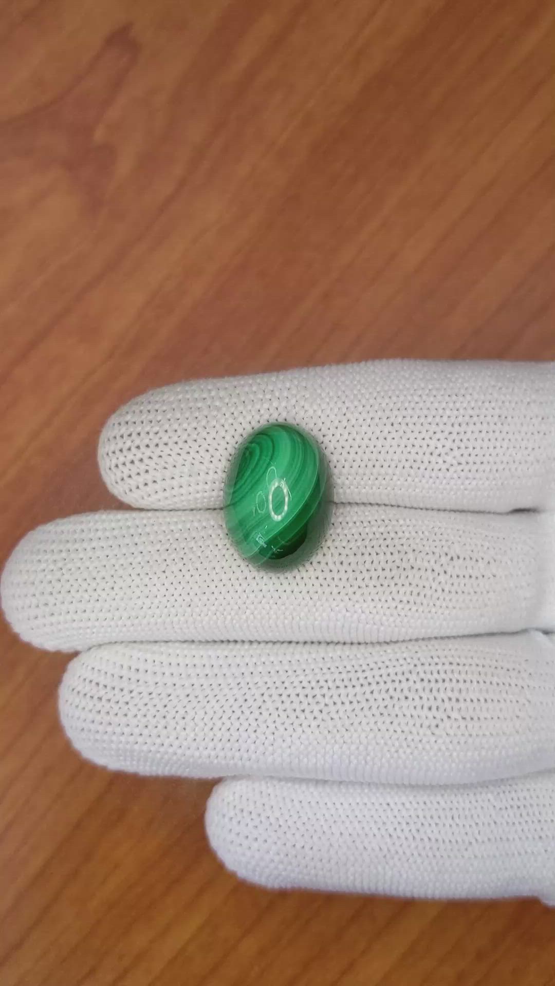 21.43 Ct. Cabochon Malachite from Russia Size Video