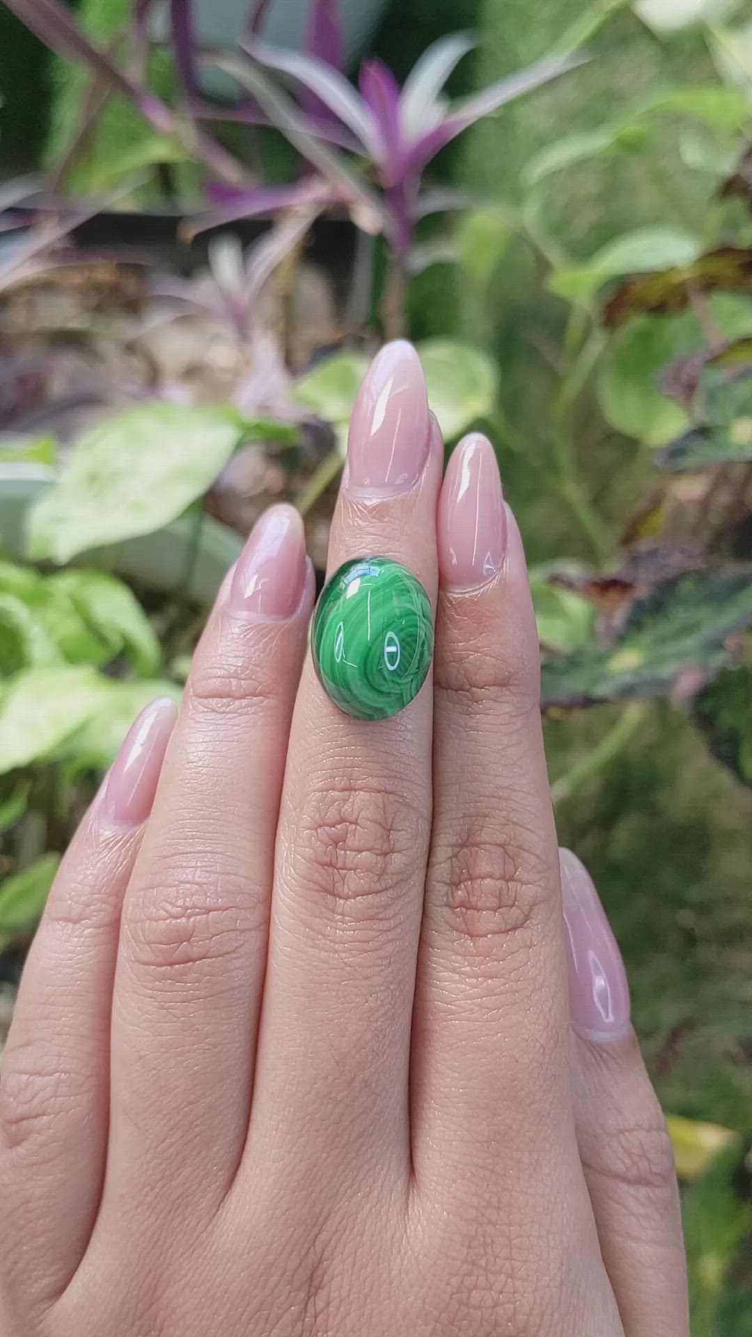 21.43 Ct. Cabochon Malachite from Russia Size Video