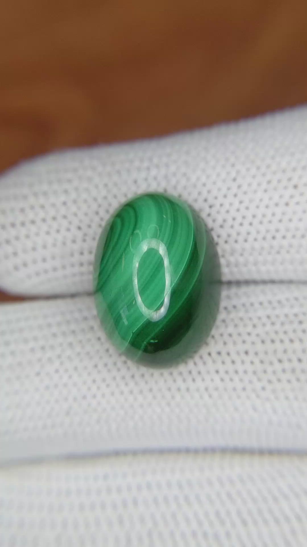 21.43 Ct. Cabochon Malachite from Russia Size Video