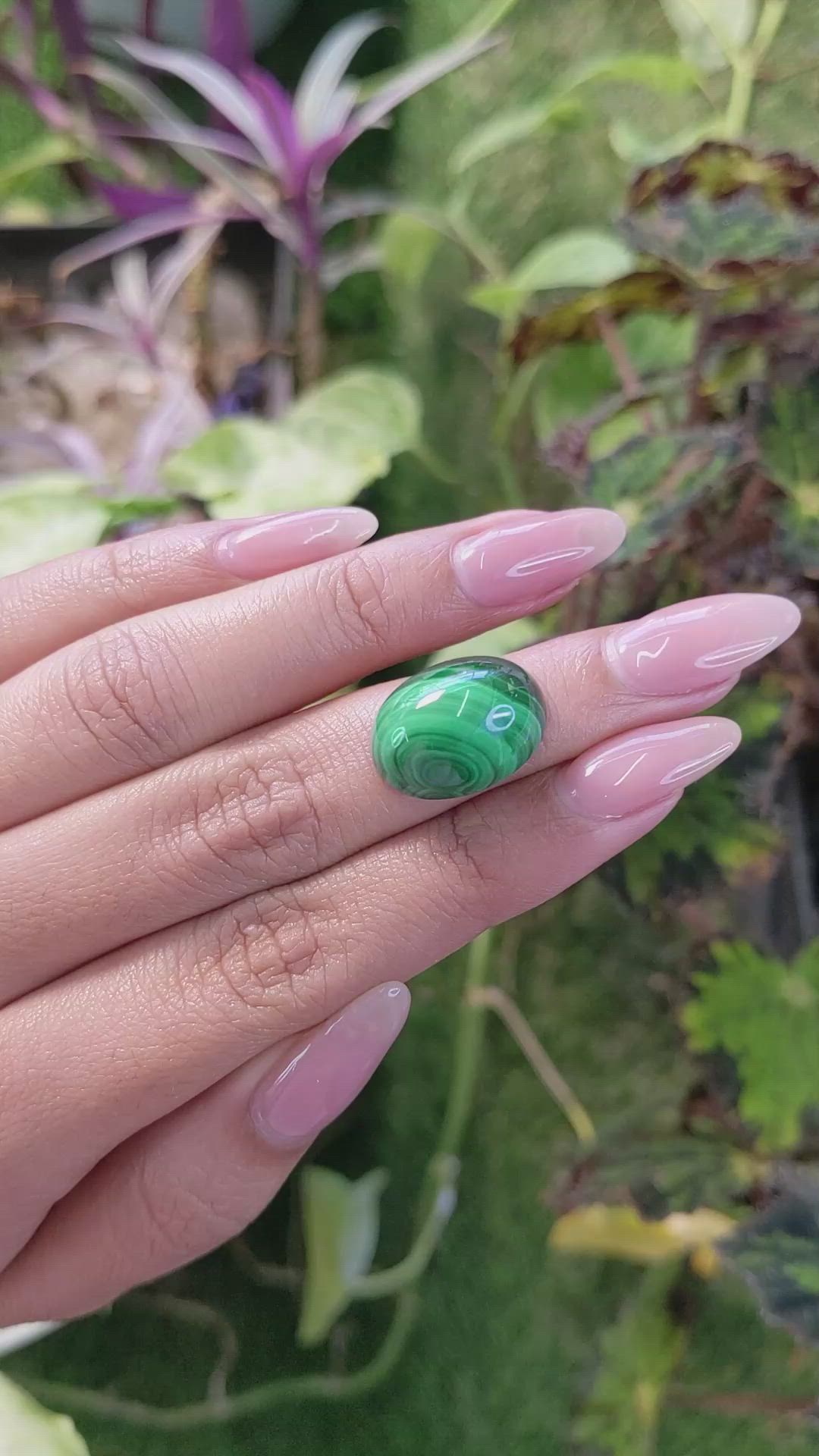 21.43 Ct. Cabochon Malachite from Russia Size Video