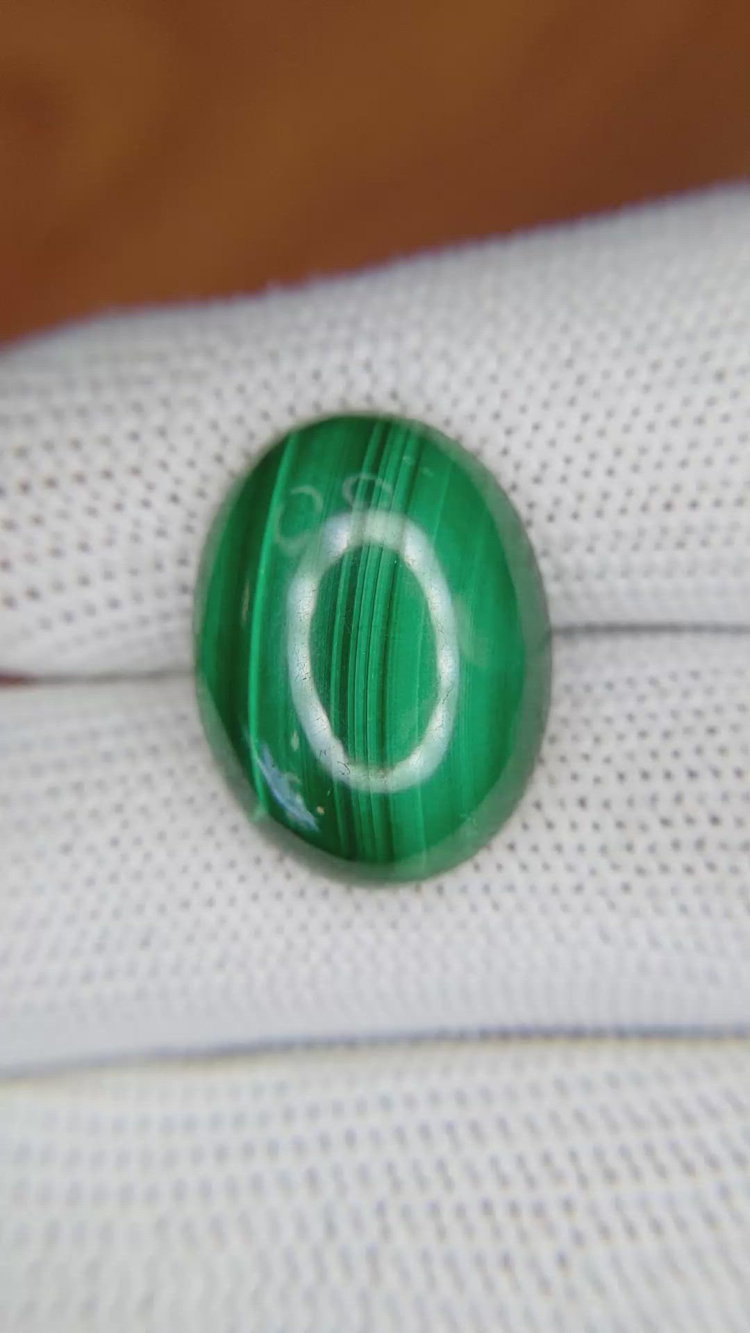 17.96 Ct. Cabochon Malachite from Russia Size Video