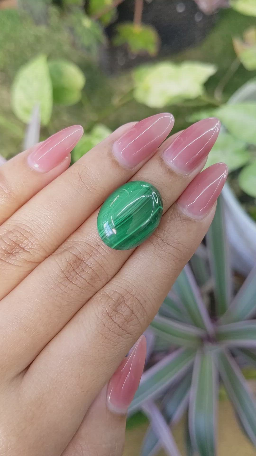 17.96 Ct. Cabochon Malachite from Russia Size Video