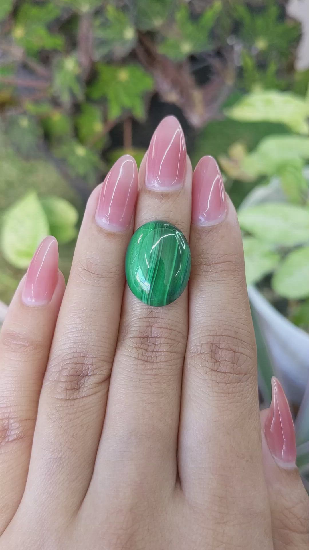 17.96 Ct. Cabochon Malachite from Russia Size Video