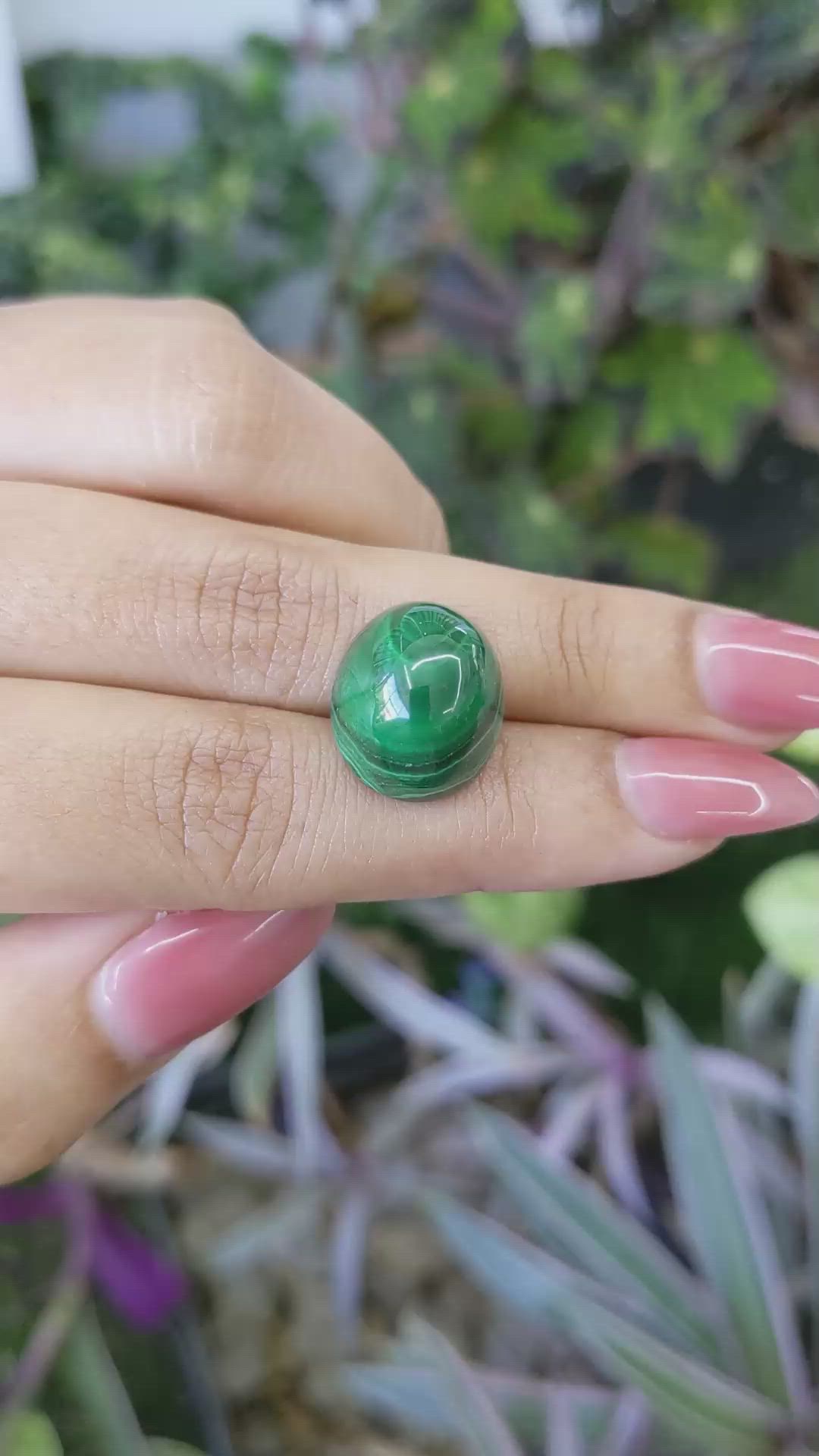 24.81 Ct. Cabochon Malachite from Russia Size Video
