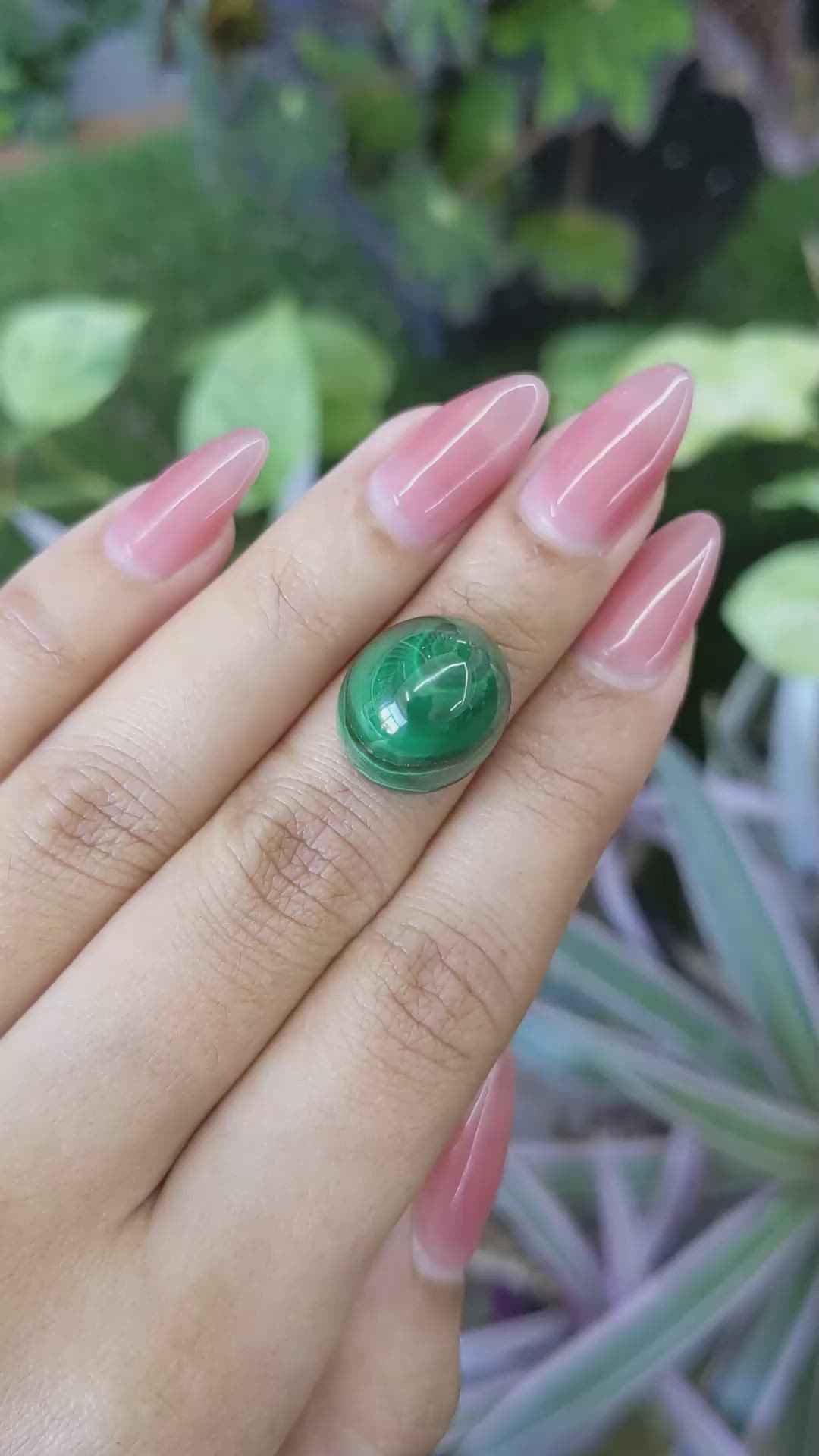 24.81 Ct. Cabochon Malachite from Russia Size Video