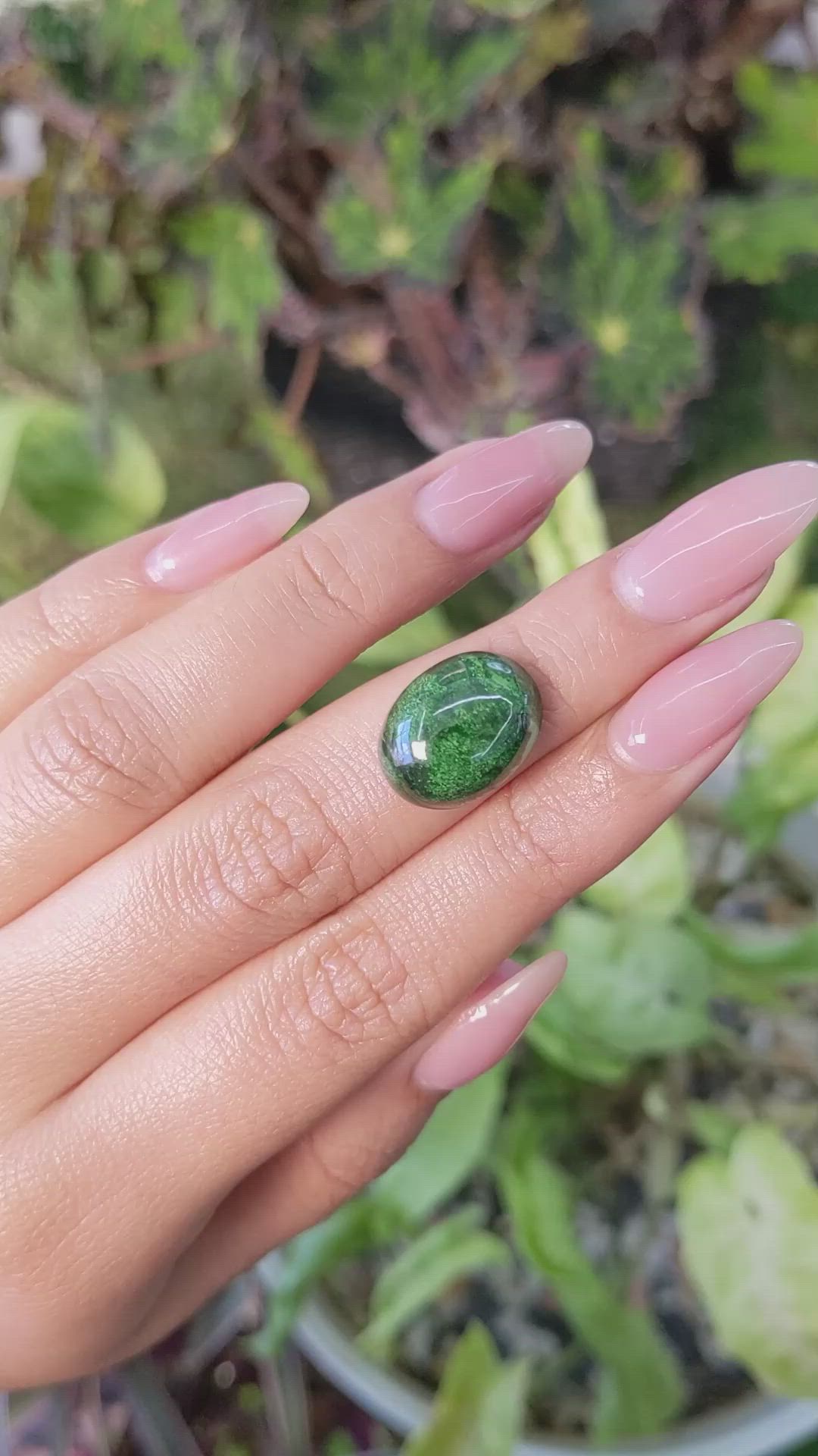 10.64 Ct. Cabochon Malachite from Russia Size Video