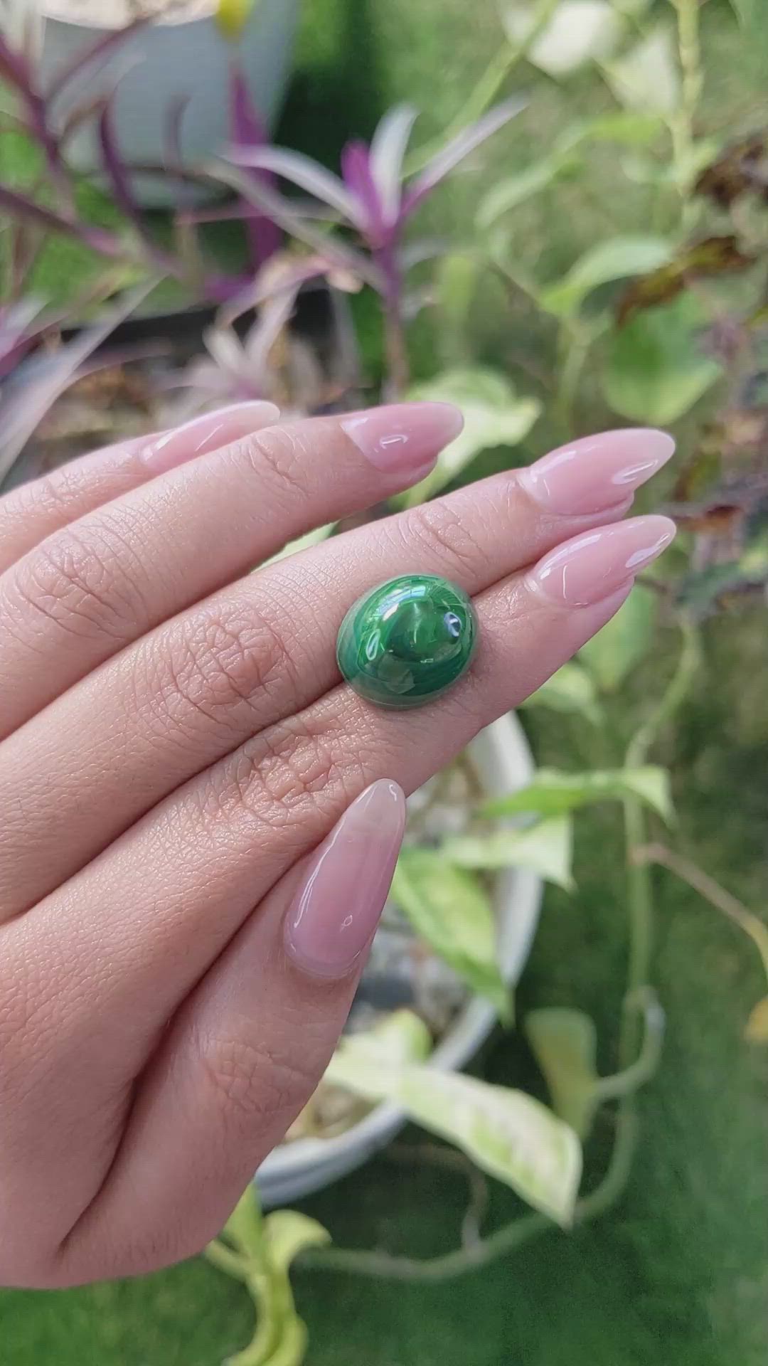 26.16 Ct. Cabochon Malachite from Russia Size Video