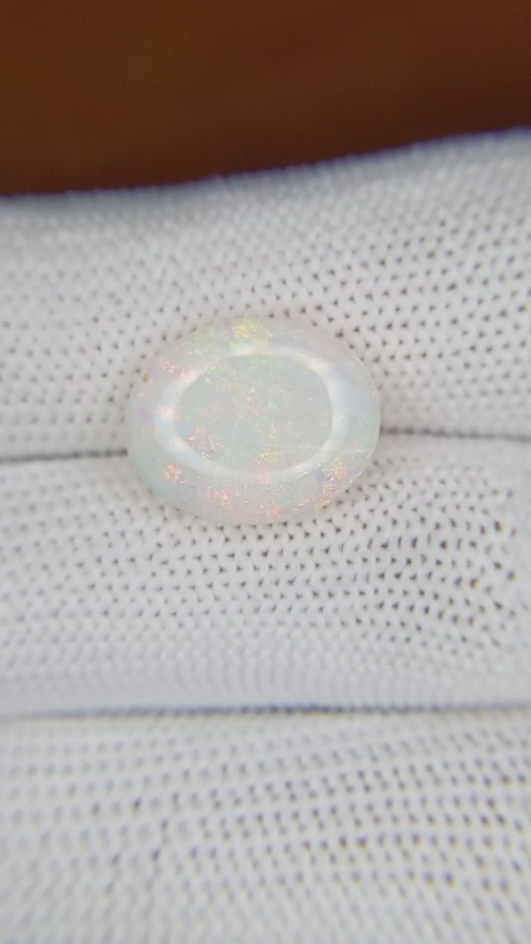 3.44 Ct. Cabochon White Opal from United States Size Video
