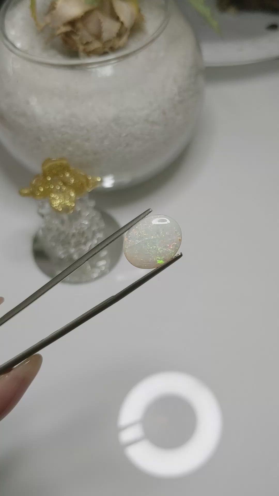 3.44 Ct. Cabochon White Opal from United States Size Video