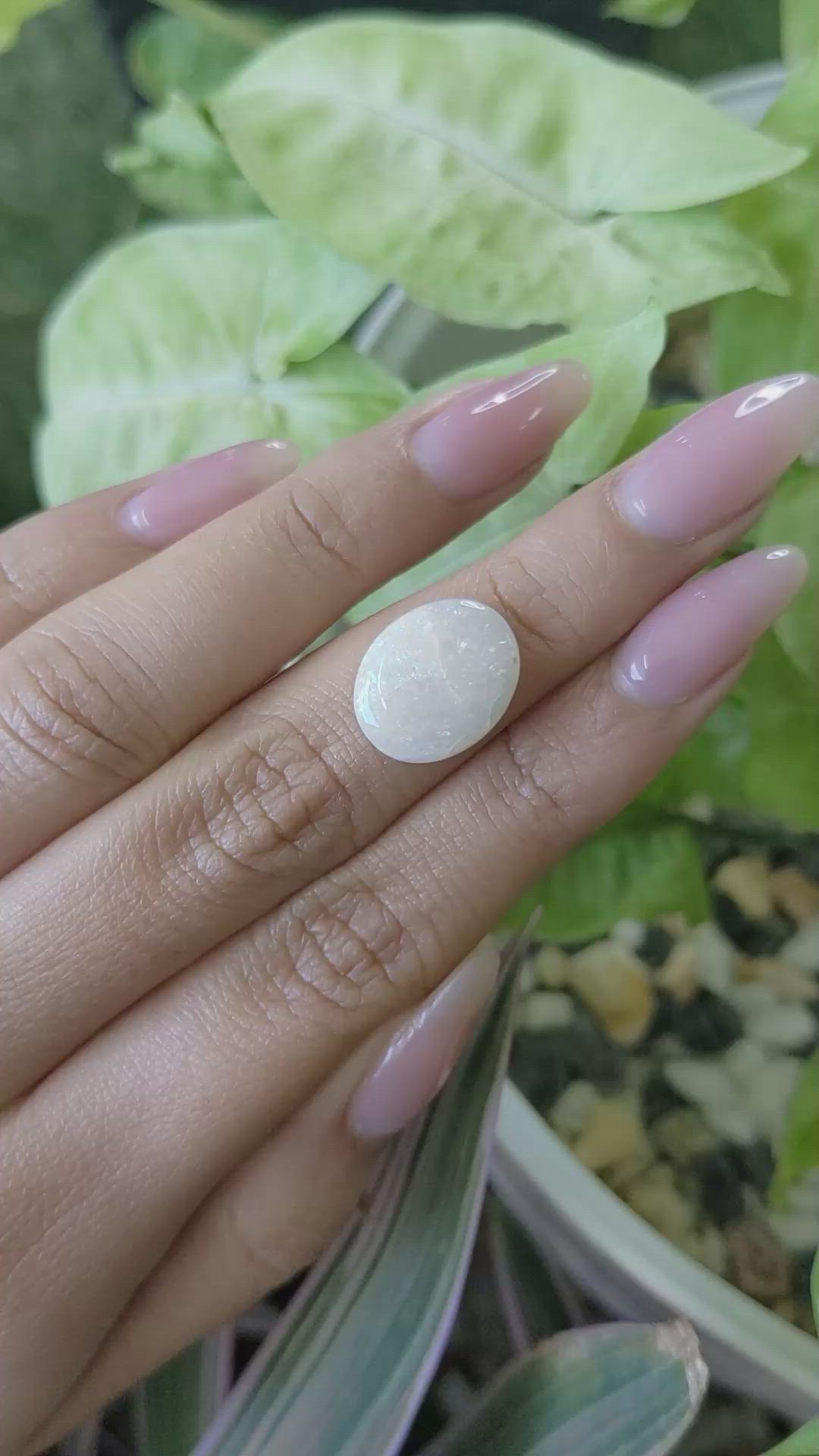 3.44 Ct. Cabochon White Opal from United States Size Video