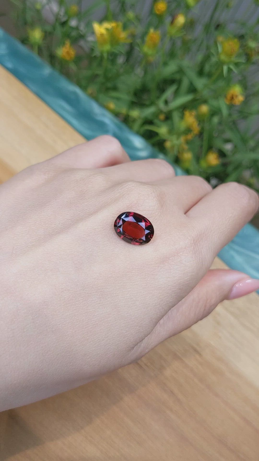 5.12 Ct. Red Garnet from Ceylon (Sri Lanka) Size Video