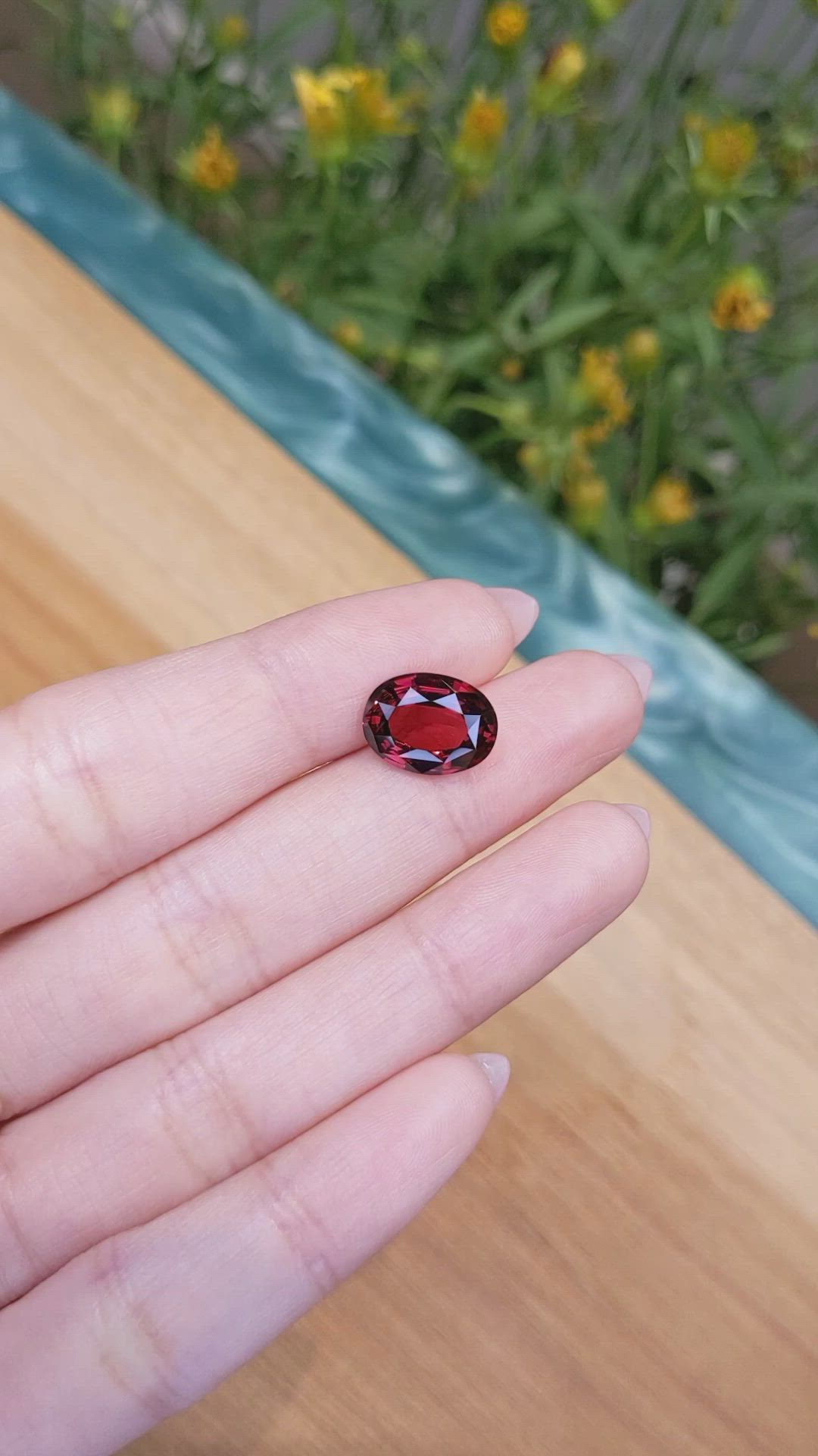 5.12 Ct. Red Garnet from Ceylon (Sri Lanka) Size Video