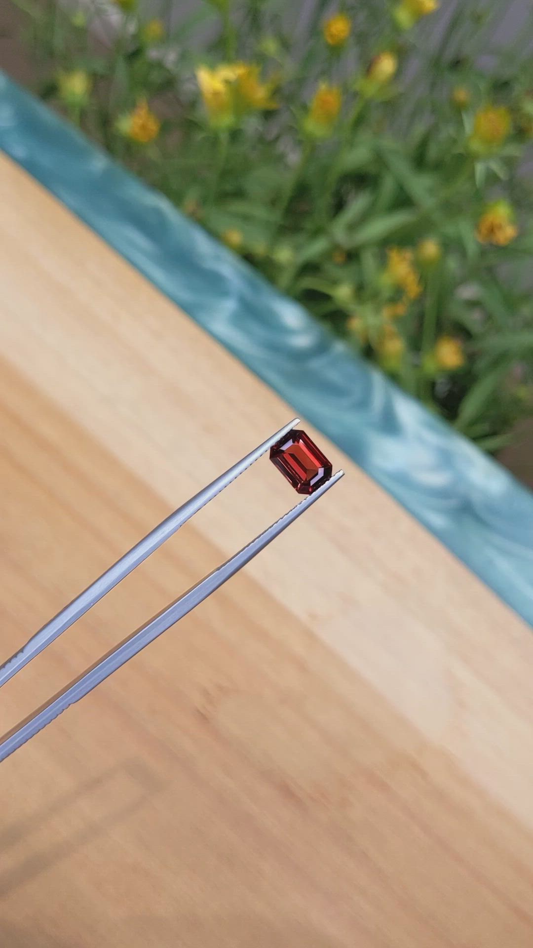1.53 Ct. Orangish Red Garnet from Ceylon (Sri Lanka) Size Video