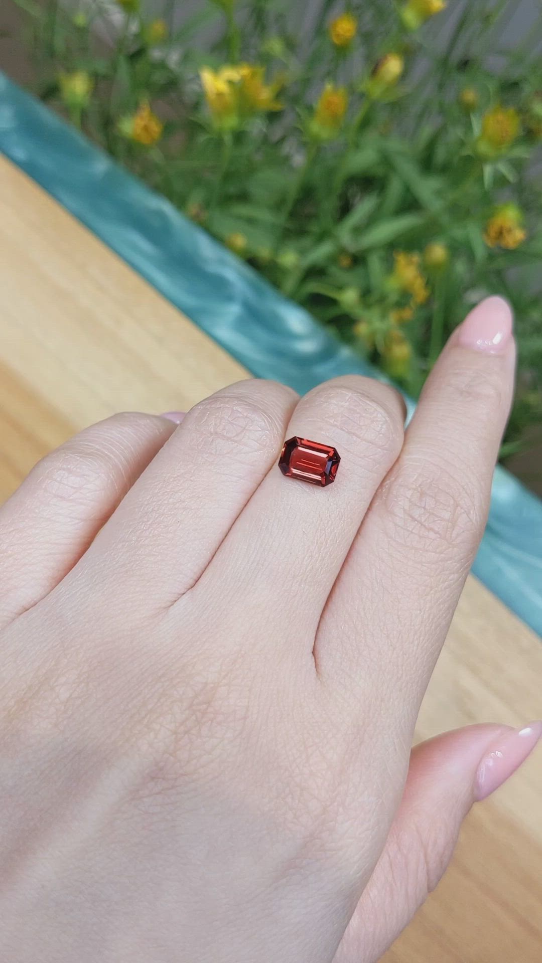 1.53 Ct. Orangish Red Garnet from Ceylon (Sri Lanka) Size Video